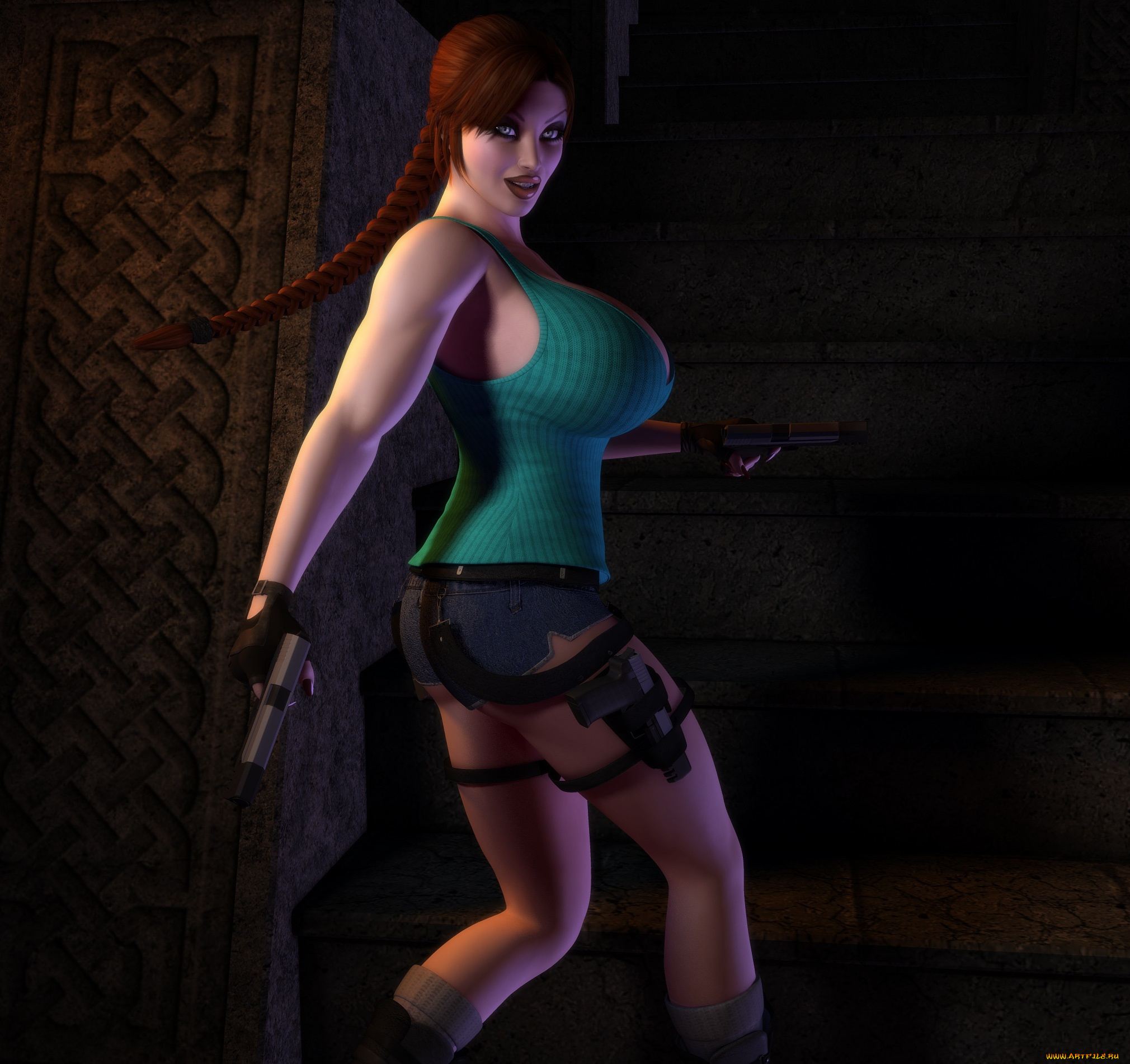 3д, графика, люди, , people, девушка, оружие, взгляд