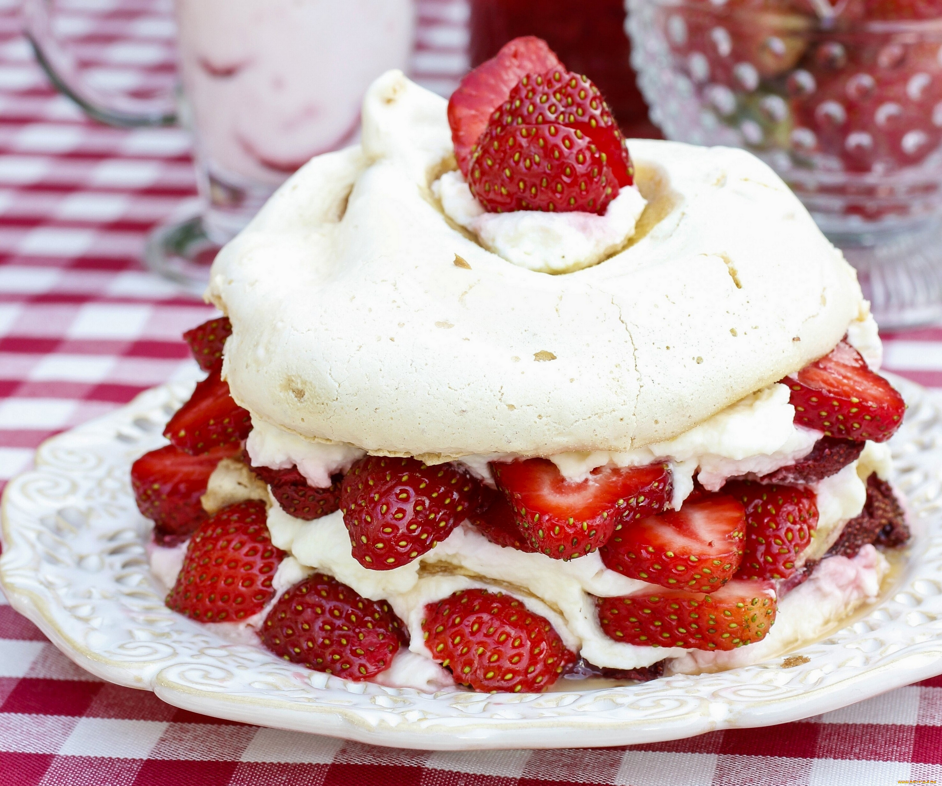 еда, торты, клубника, ягоды, торт