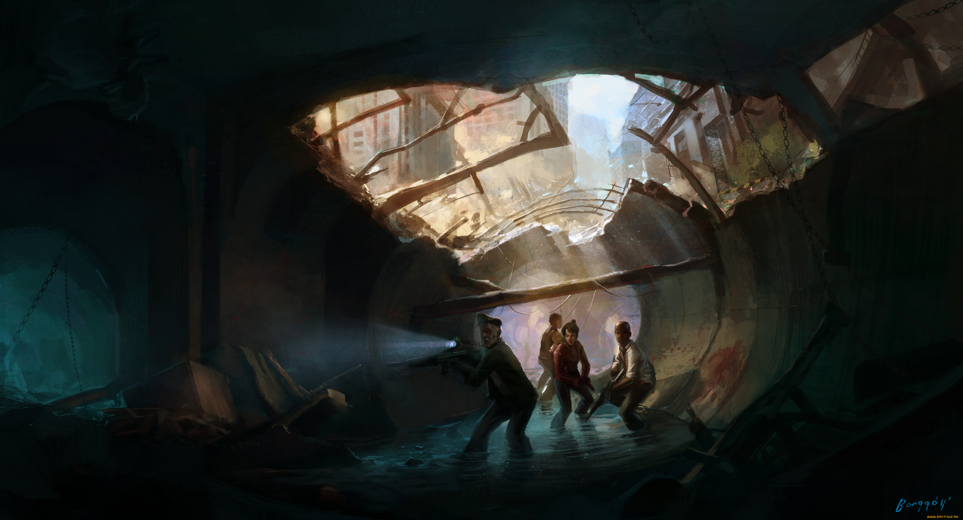 видео, игры, left, 4, dead, хоррор, 4, left, зомби, экшен, dead, шутер, арт