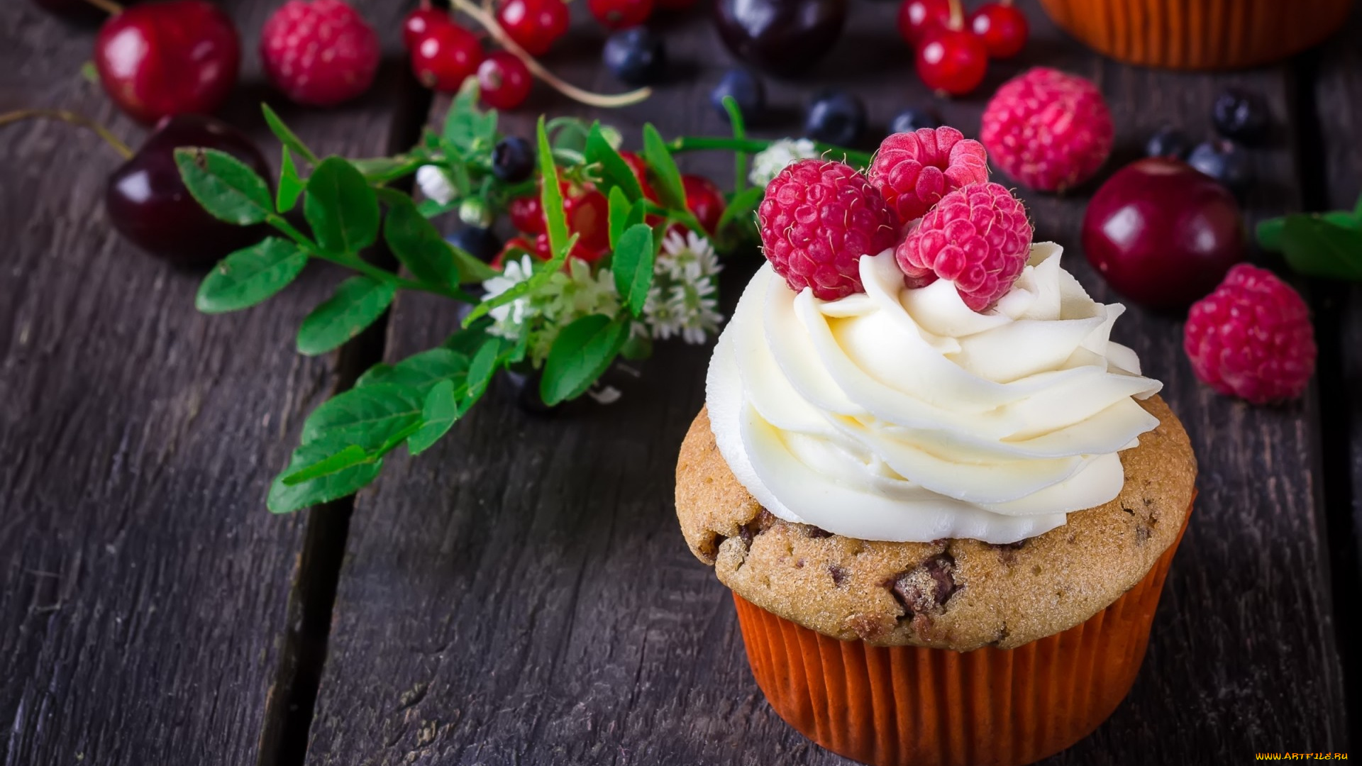 еда, пирожные, , кексы, , печенье, пирожное, ягоды, черешня, смородина, малина, крем, мафин