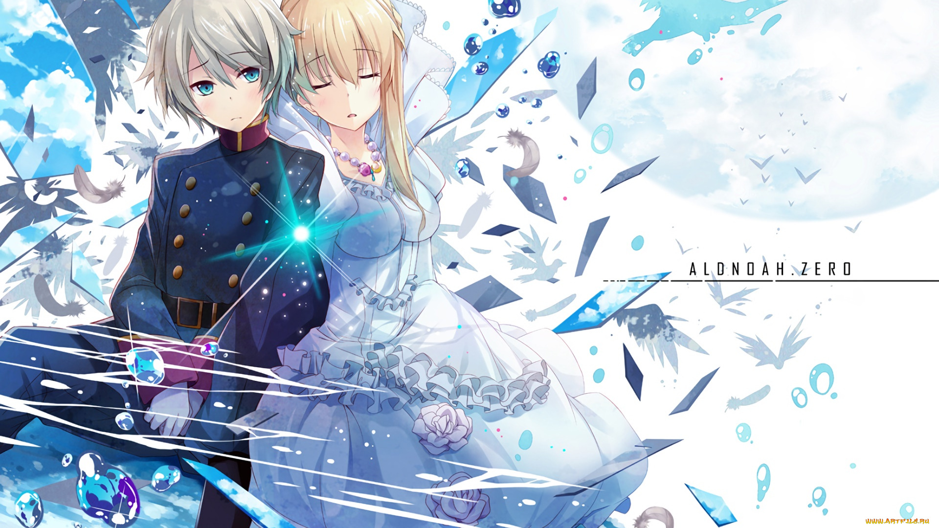 аниме, aldnoah, zero, парень, фон, взгляд, девушка