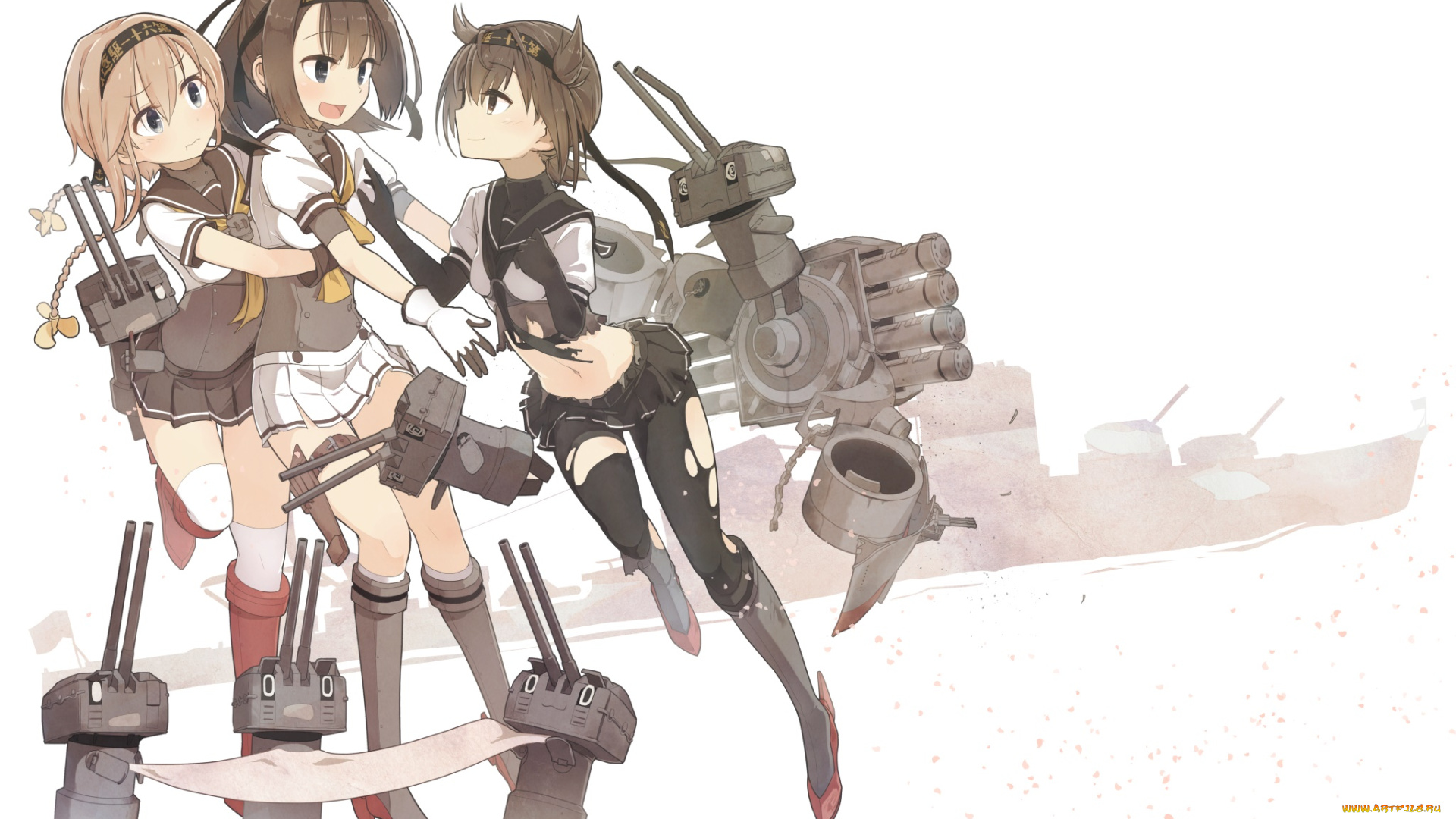 аниме, kantai, collection, девушки, фон, взгляд