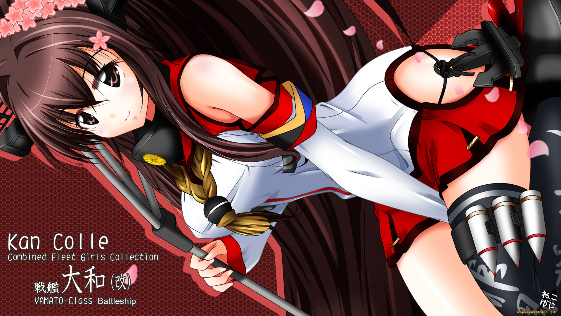 аниме, kantai, collection, фон, взгляд, девушка