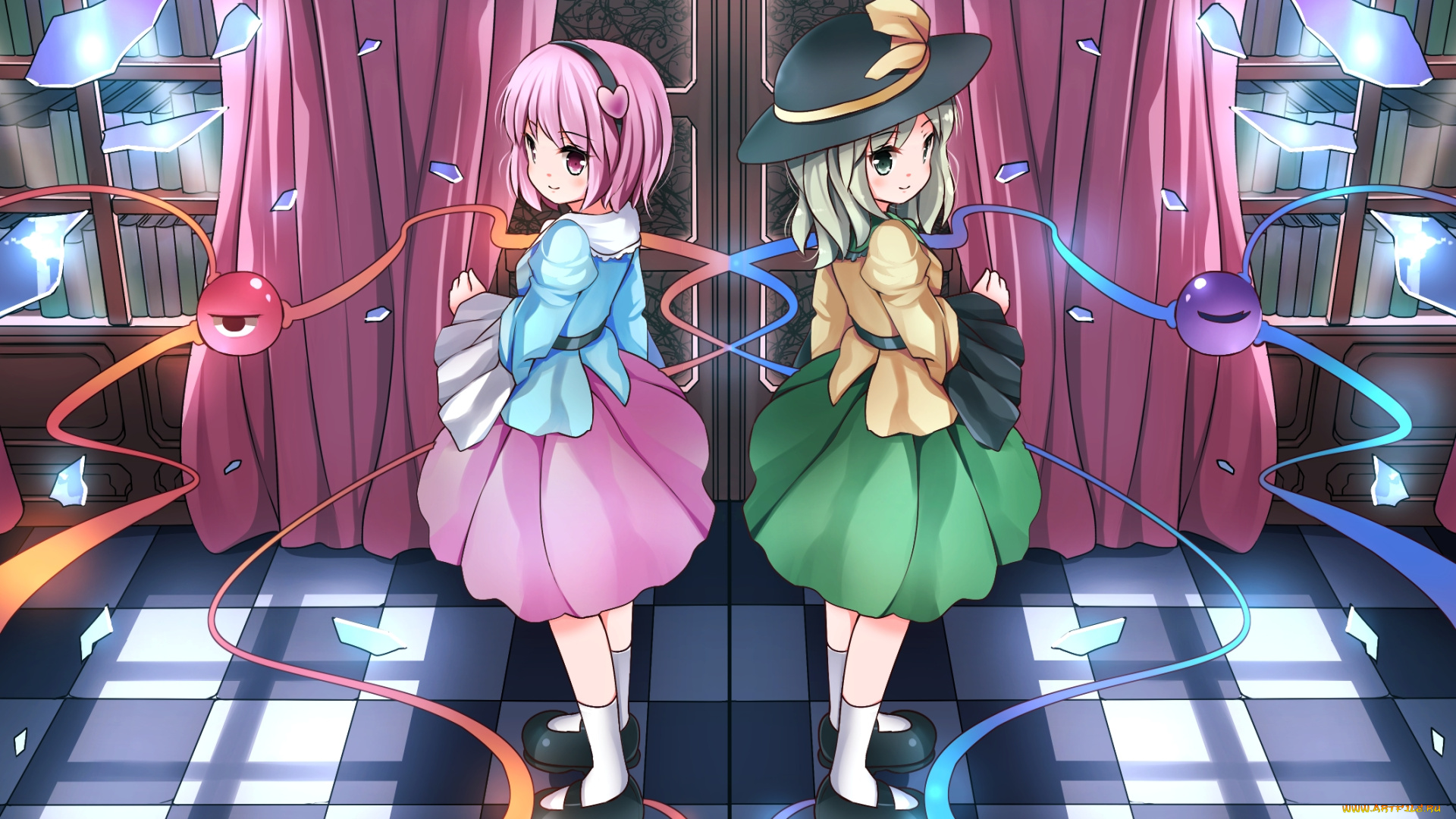 аниме, touhou, фон, взгляд, девушки