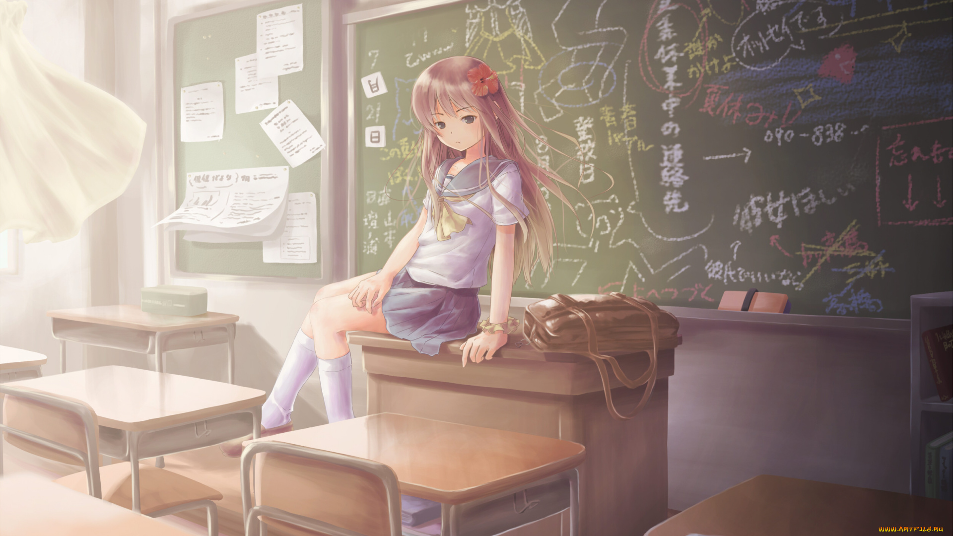 аниме, unknown, , другое, фон, взгляд, девушка