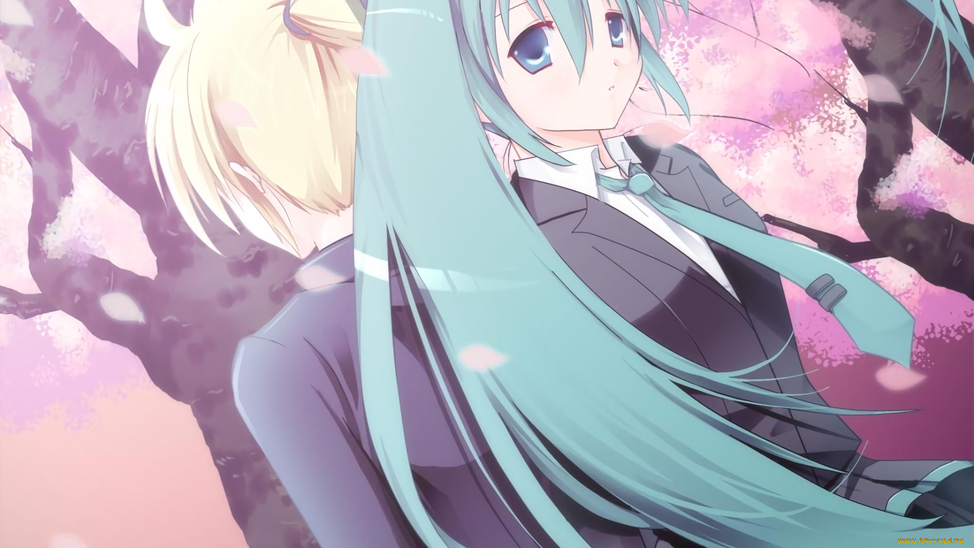 аниме, vocaloid, взгляд, девушка, фон