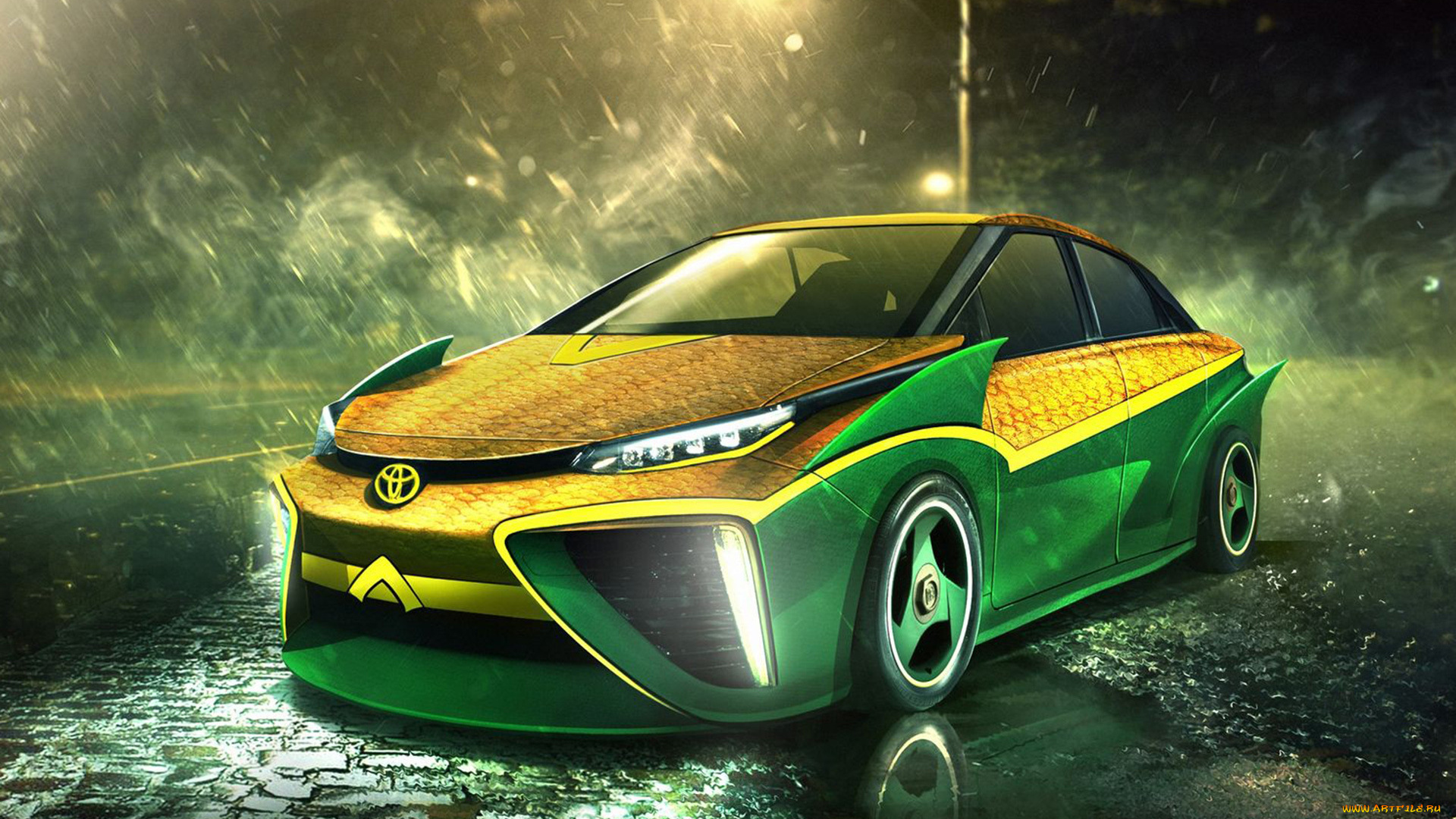 автомобили, виртуальный, тюнинг, toyota, mirai, aquaman