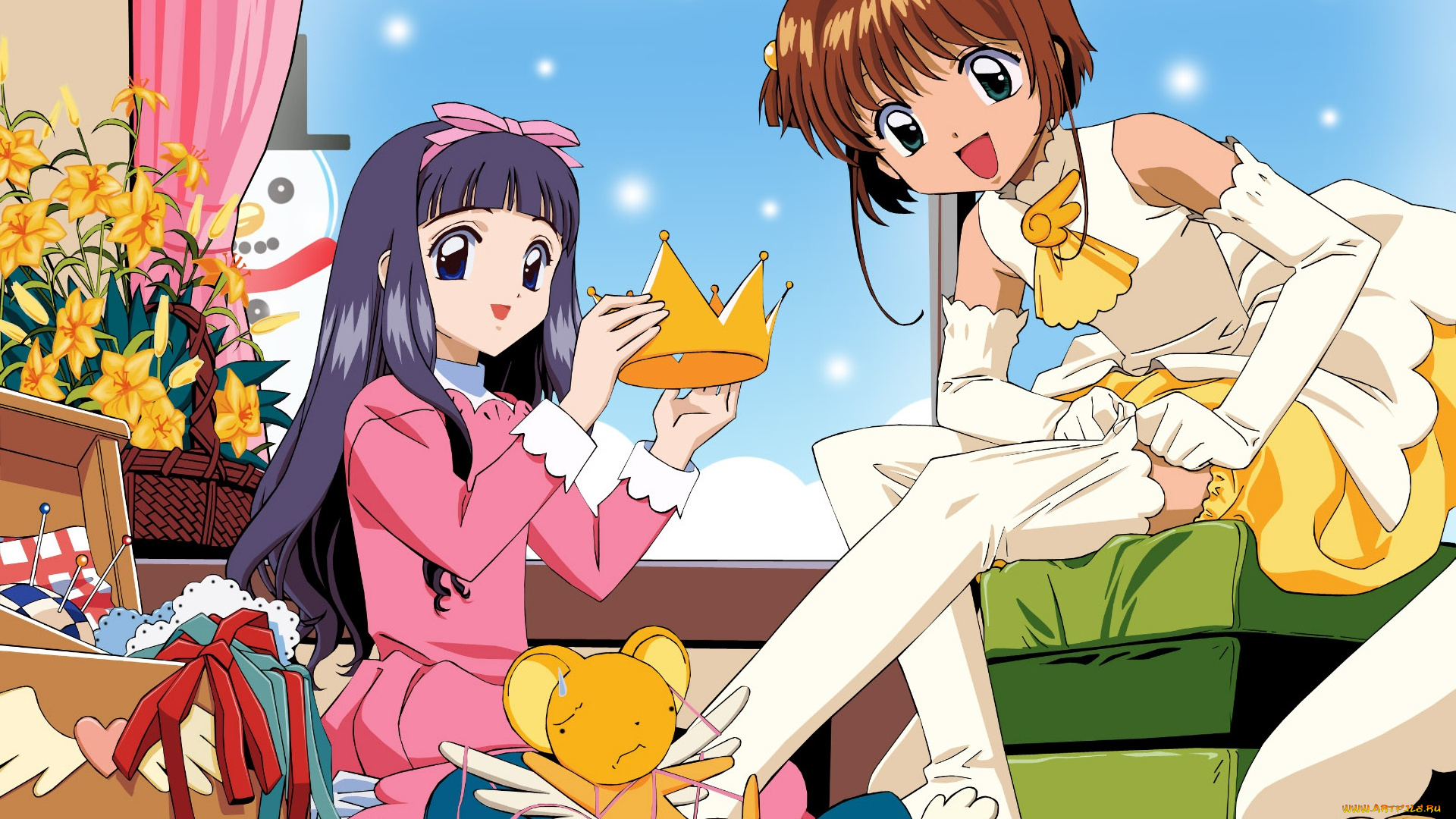 cardcaptor, sakura, аниме, card, captor, sakura, фон, взгляд, девушки