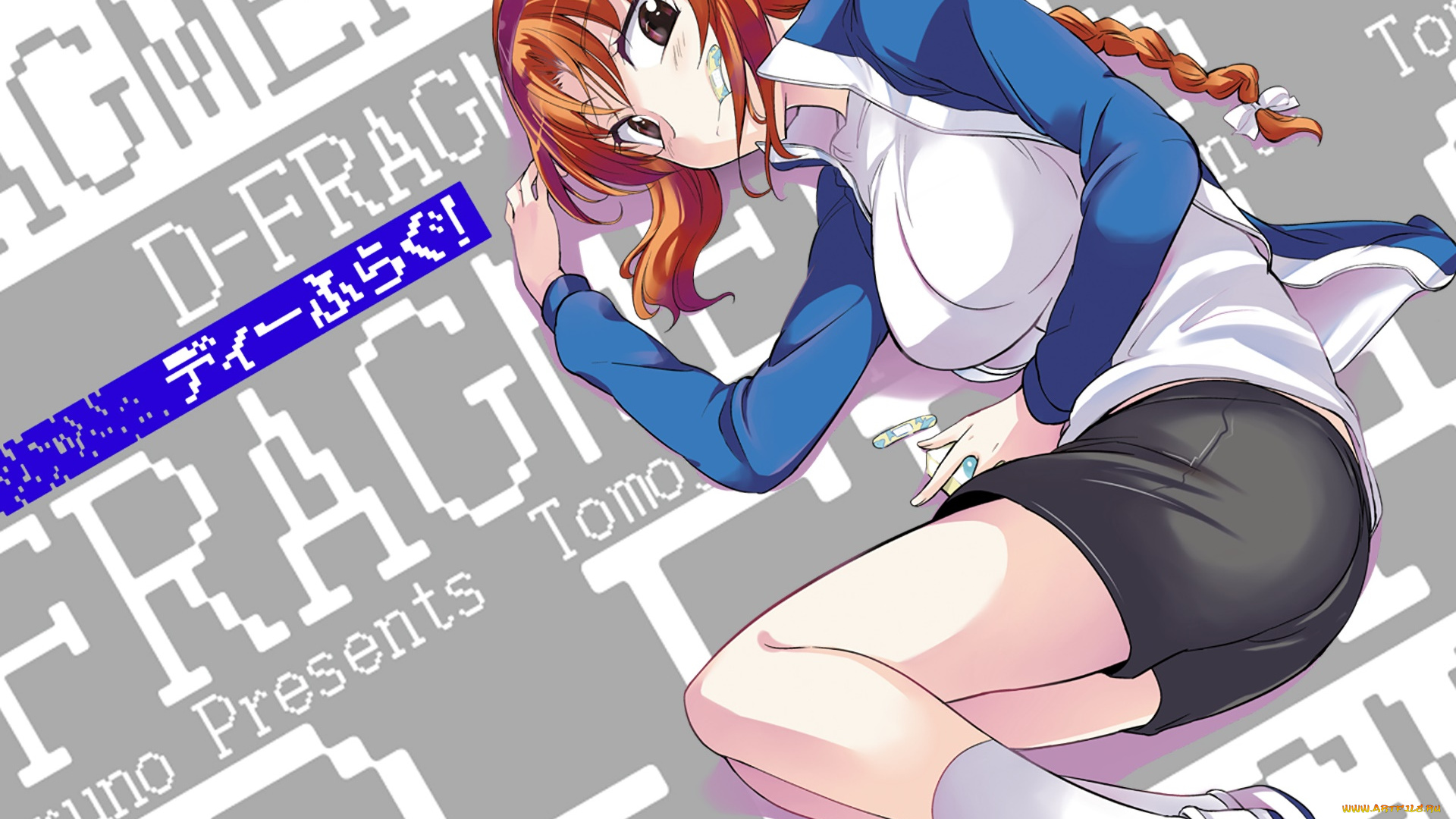 d-frag, аниме, фон, взгляд, девушка