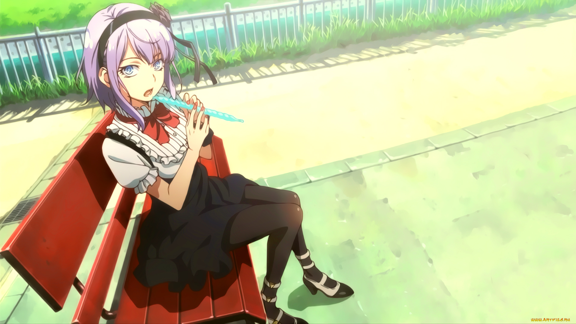 dagashi, kashi, аниме, девушка, фон, взгляд