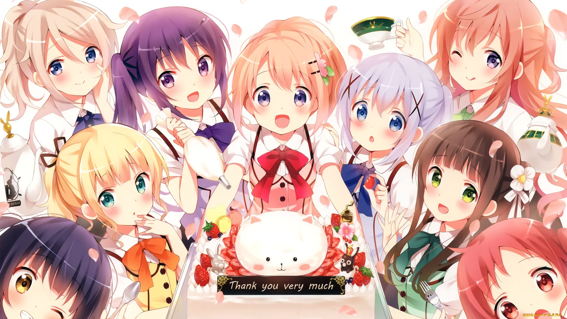 is, the, order, a, rabbit, аниме, gochuumon, wa, usagi, desu, ka, фон, взгляд, девушки