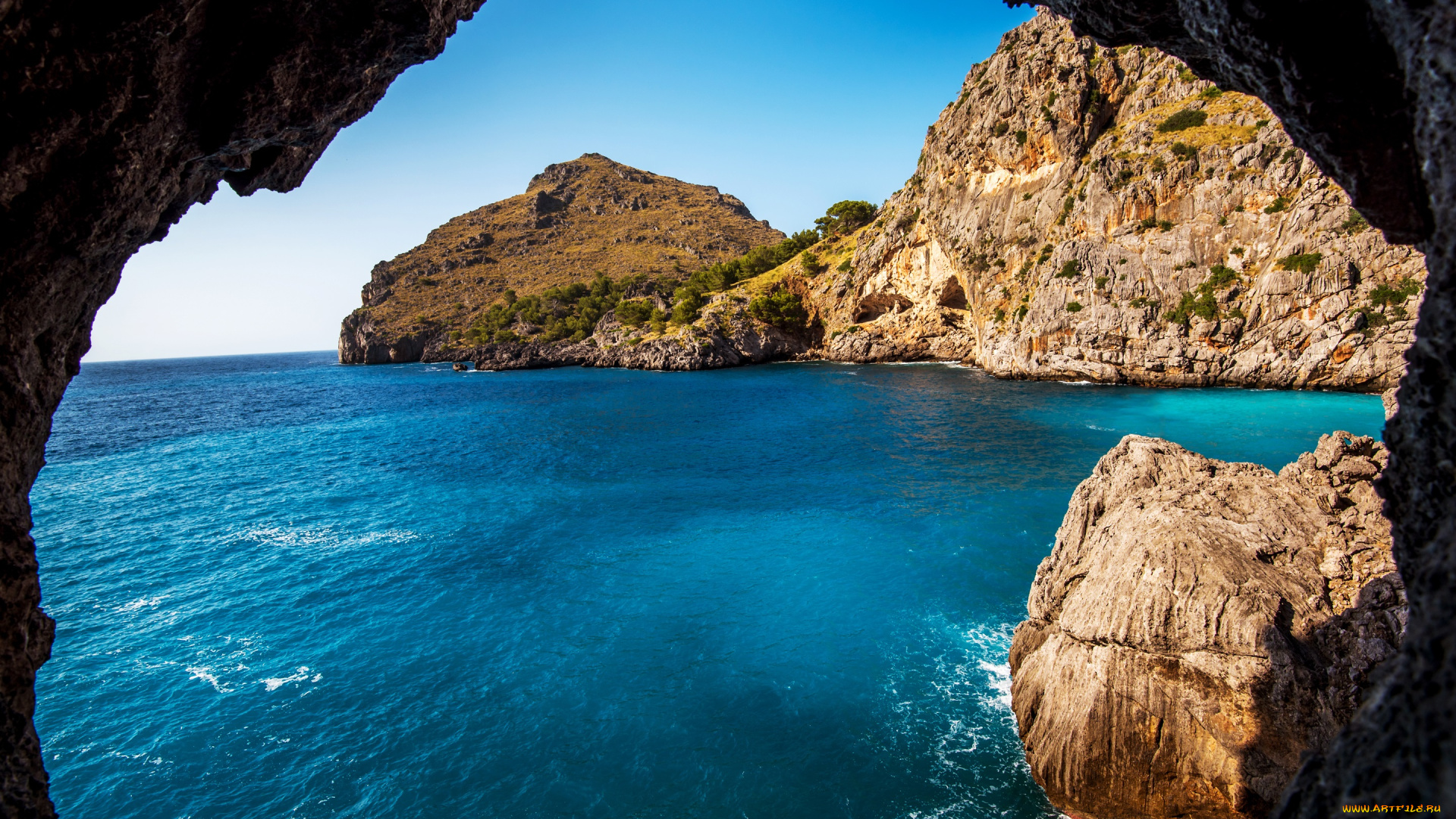 природа, побережье, море, грот, арка, скалы