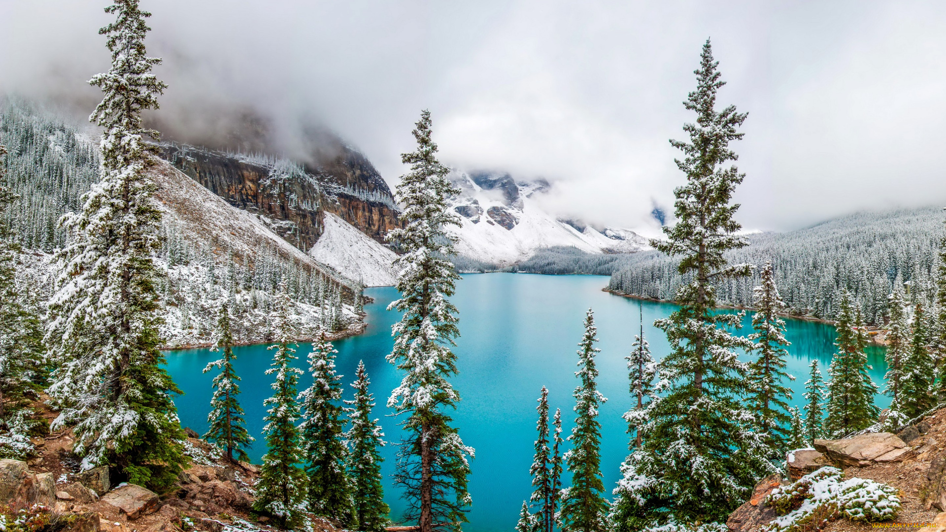 природа, реки, озера, горы, озеро, камни, скалы, лес, зима, снег, деревья