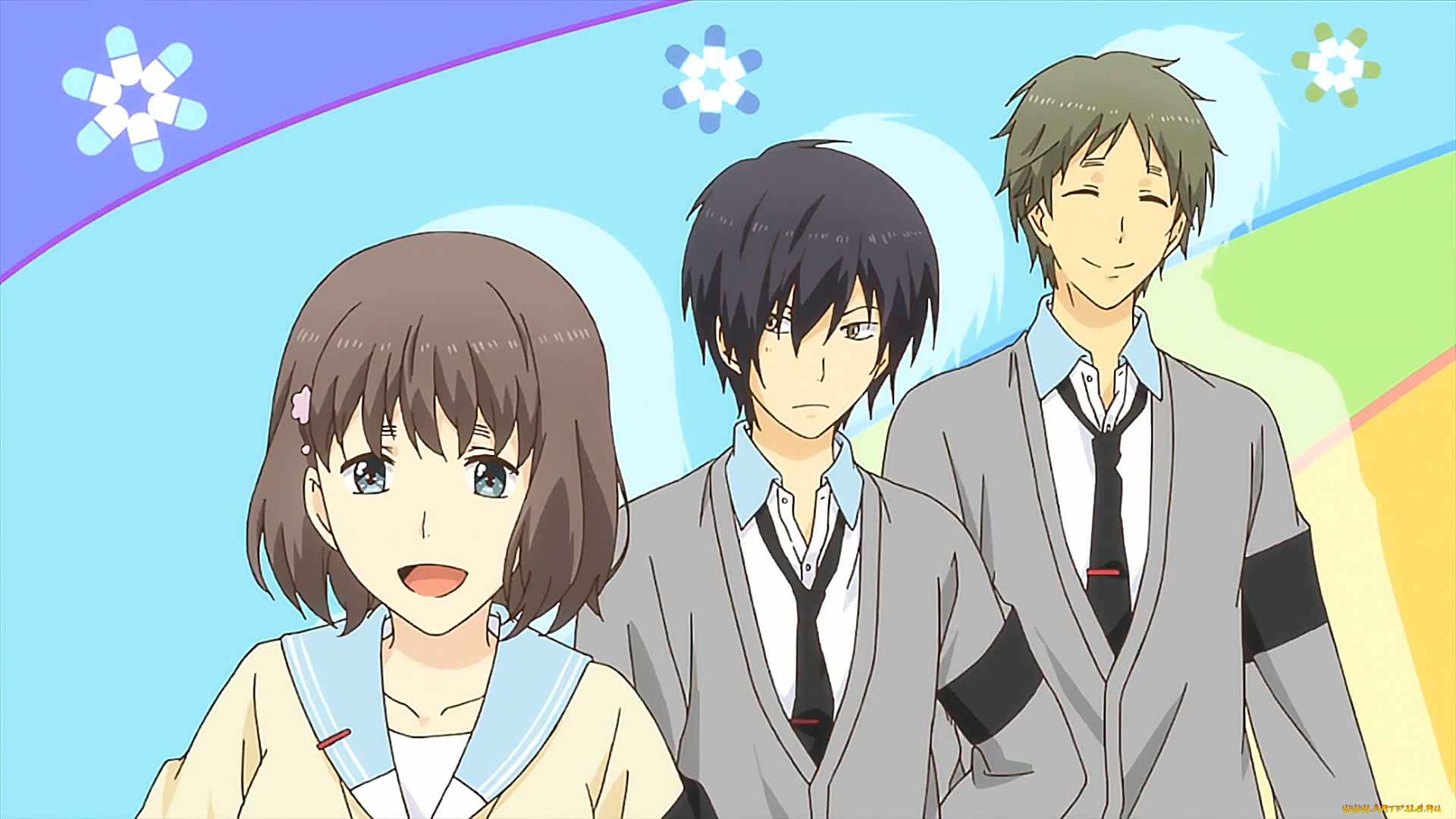 relife, аниме, взгляд, девушка, фон