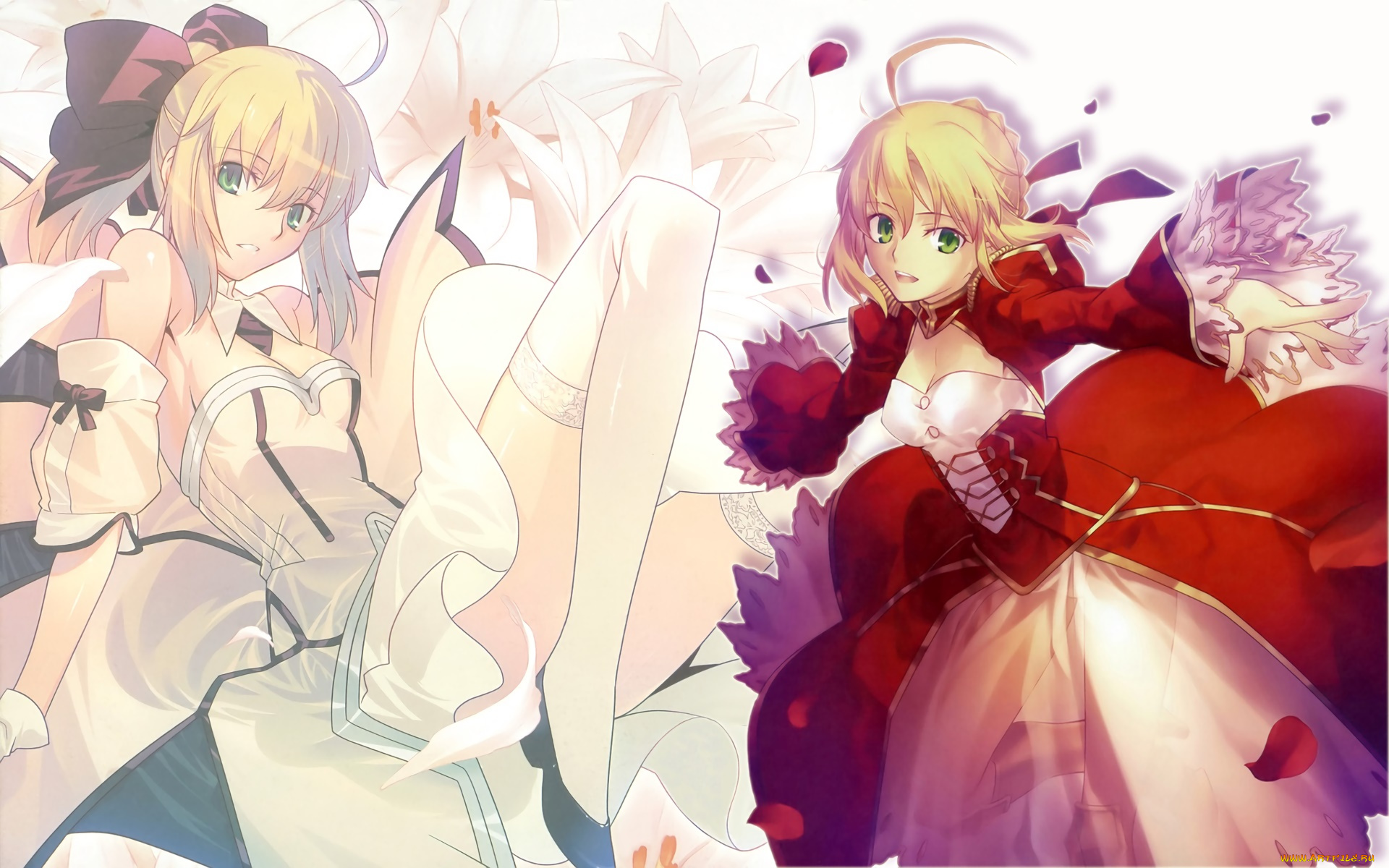 fate, extra, аниме, fate, stay, night, фон, взгляд, девушка