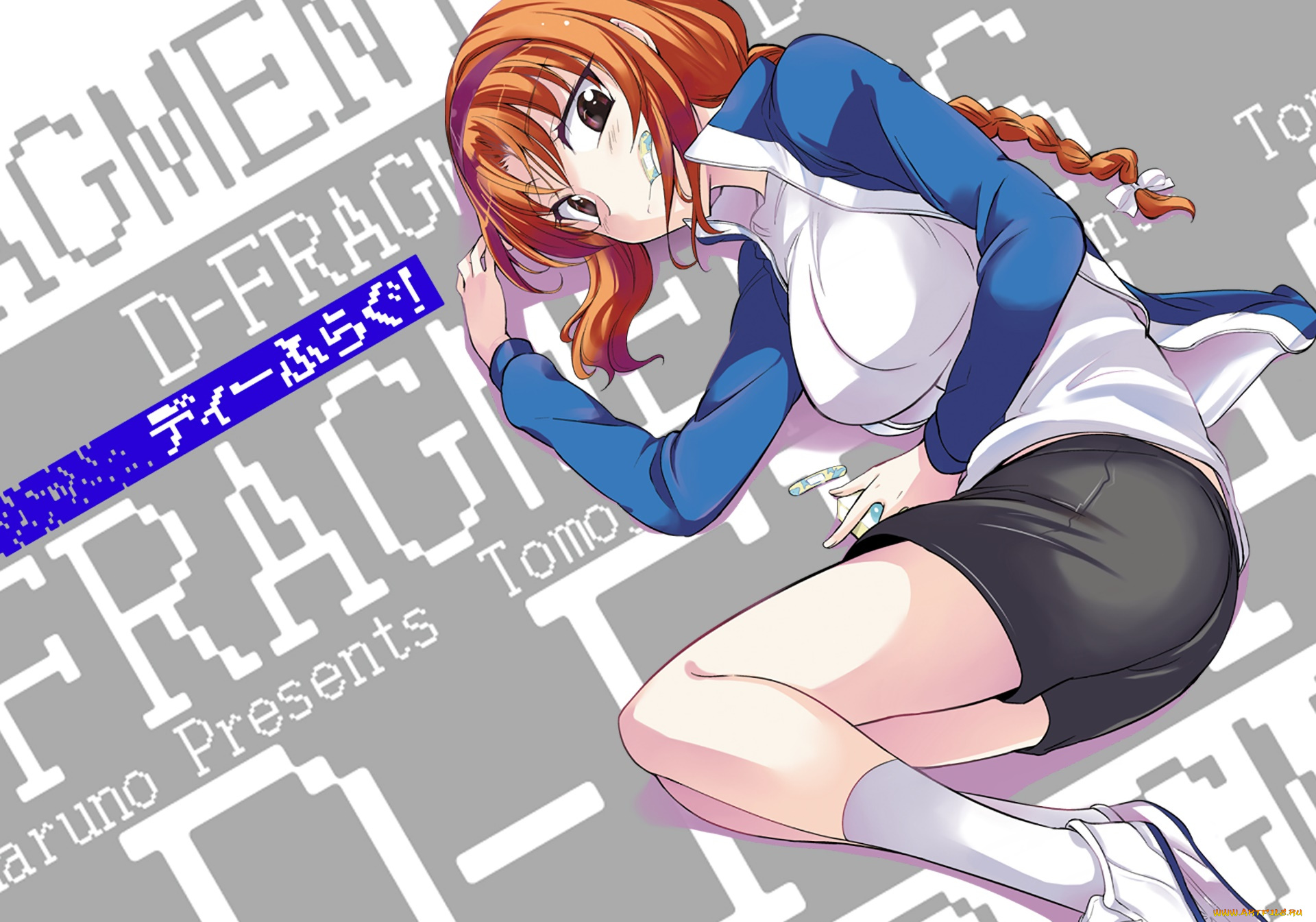 d-frag, аниме, фон, взгляд, девушка