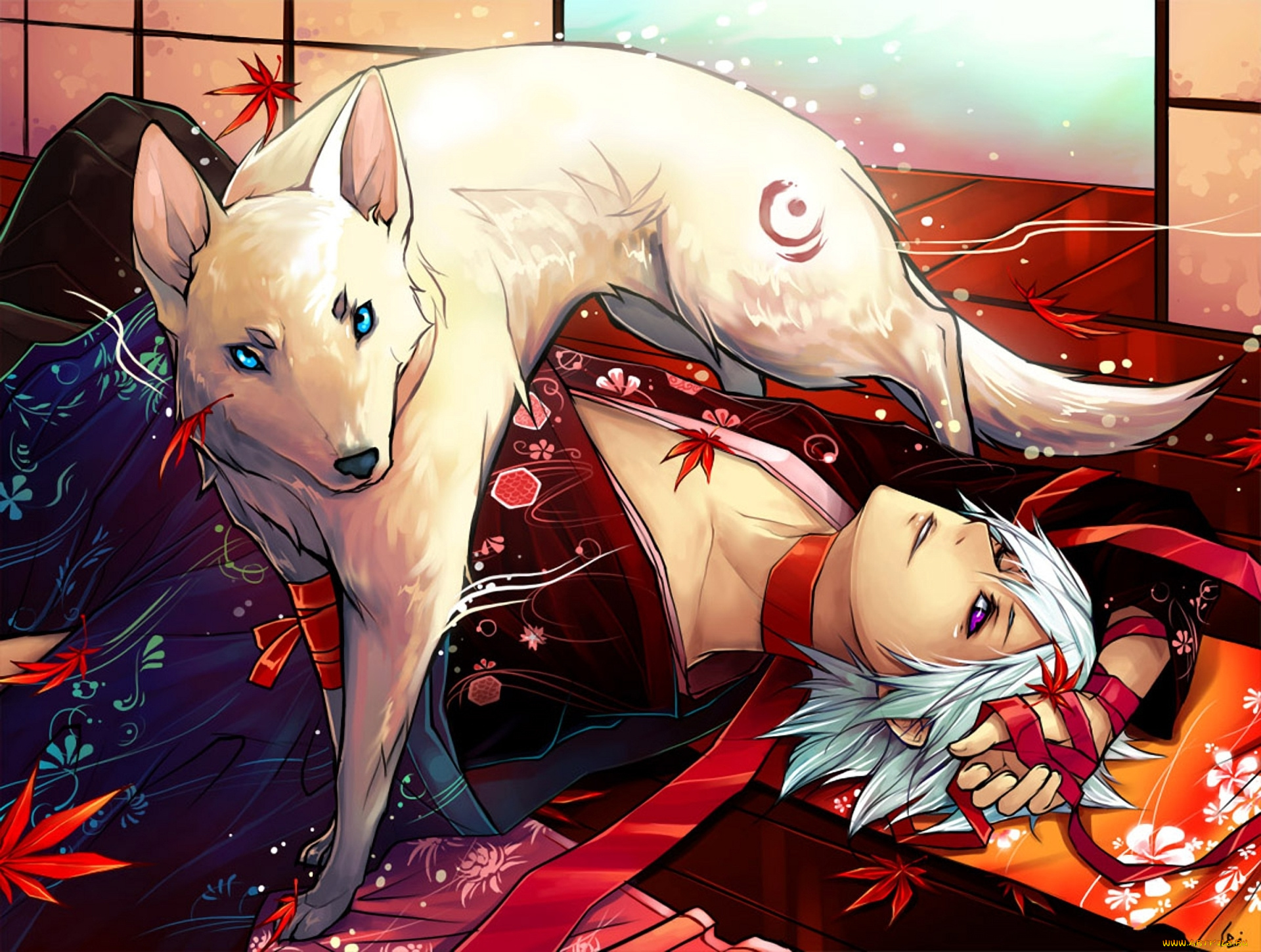 аниме, животные, , существа, животное, парень