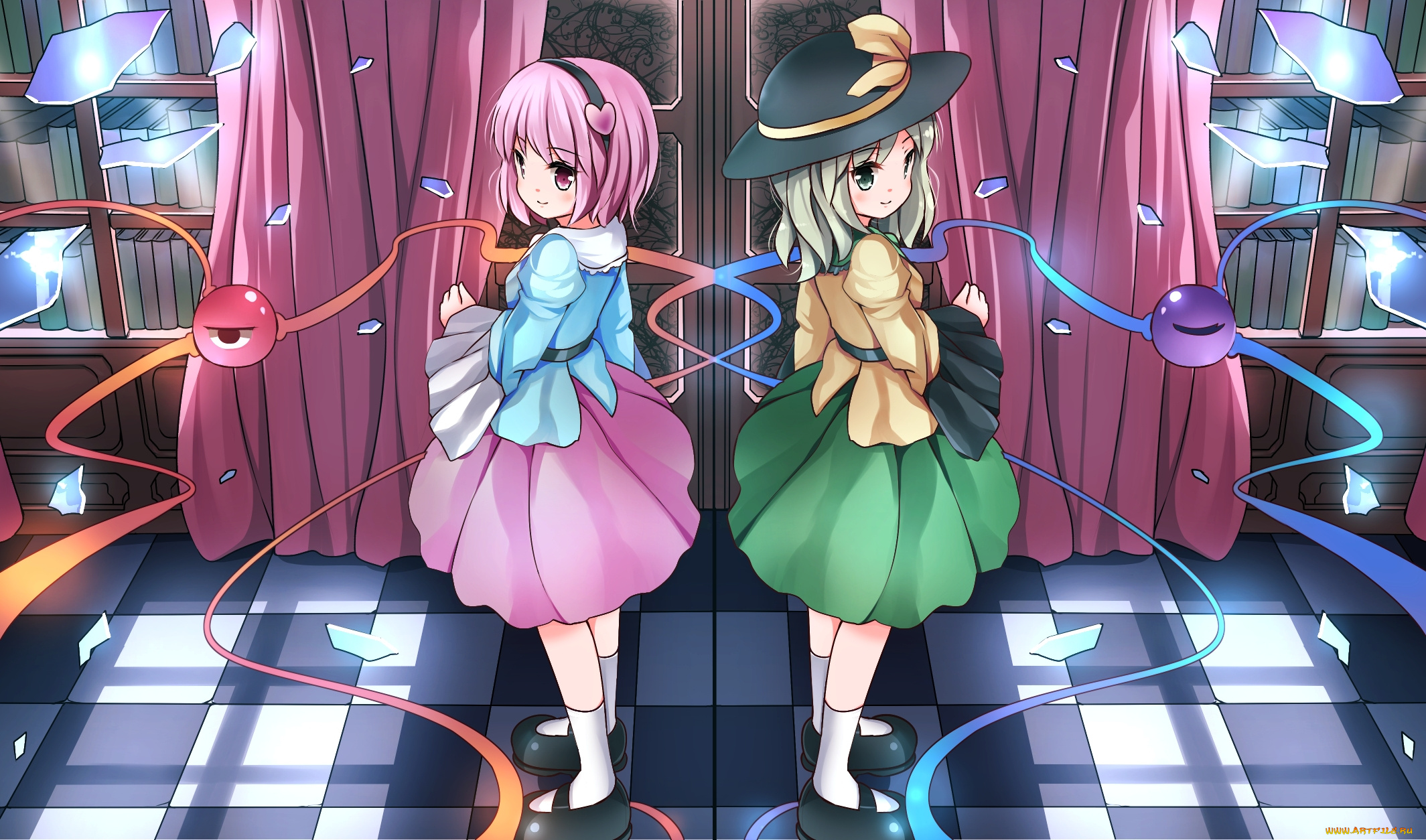 аниме, touhou, фон, взгляд, девушки