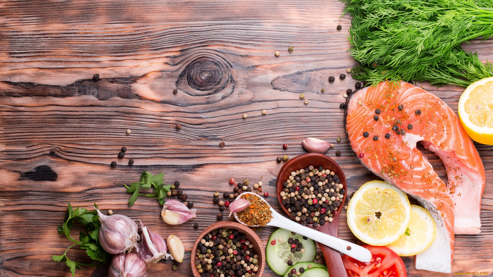 еда, разное, лимон, lemon, seafood, fish, помидоры, овощи, spices, tomatoes, рыба, морепродукты, специи