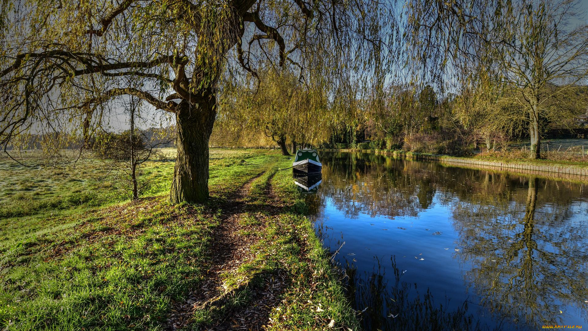 природа, реки, озера, осень, поле, канал, водоём