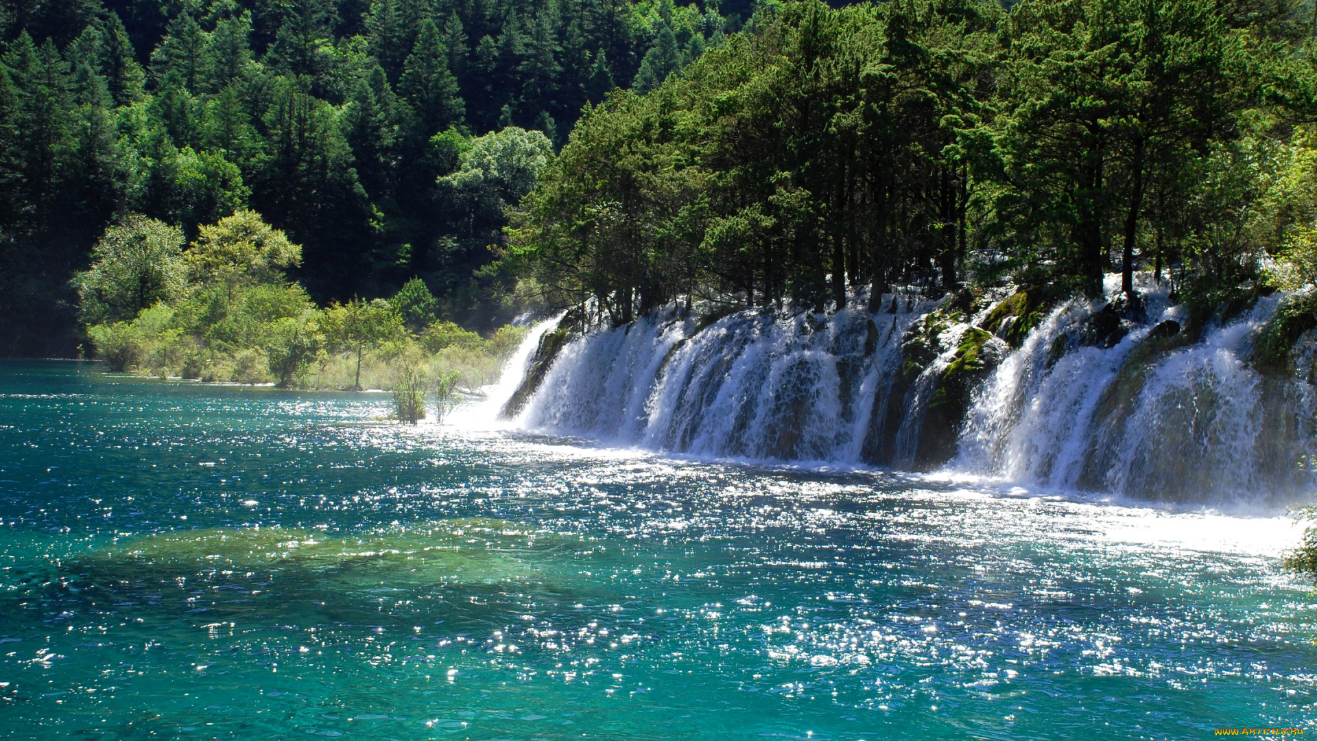 природа, водопады, деревья, водопад, река