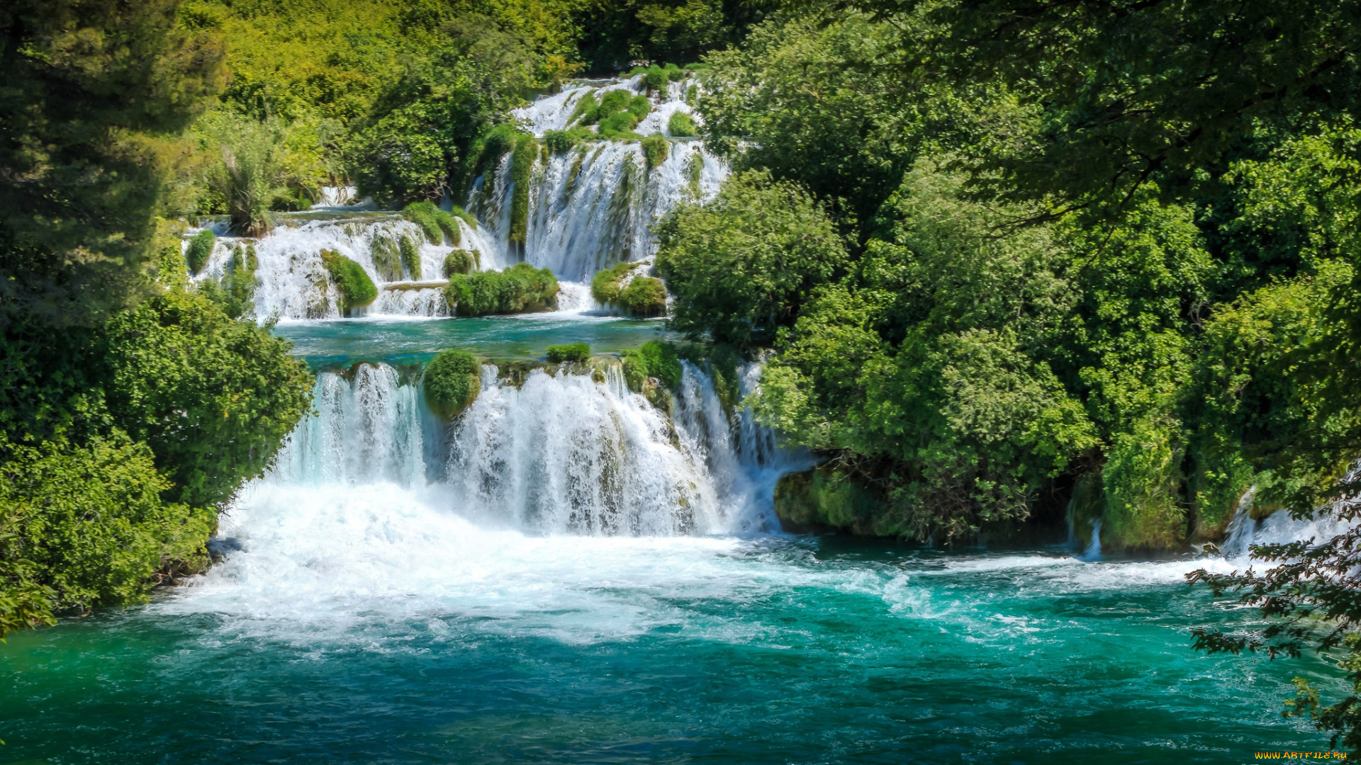 природа, водопады, хорватия, вода, водопад