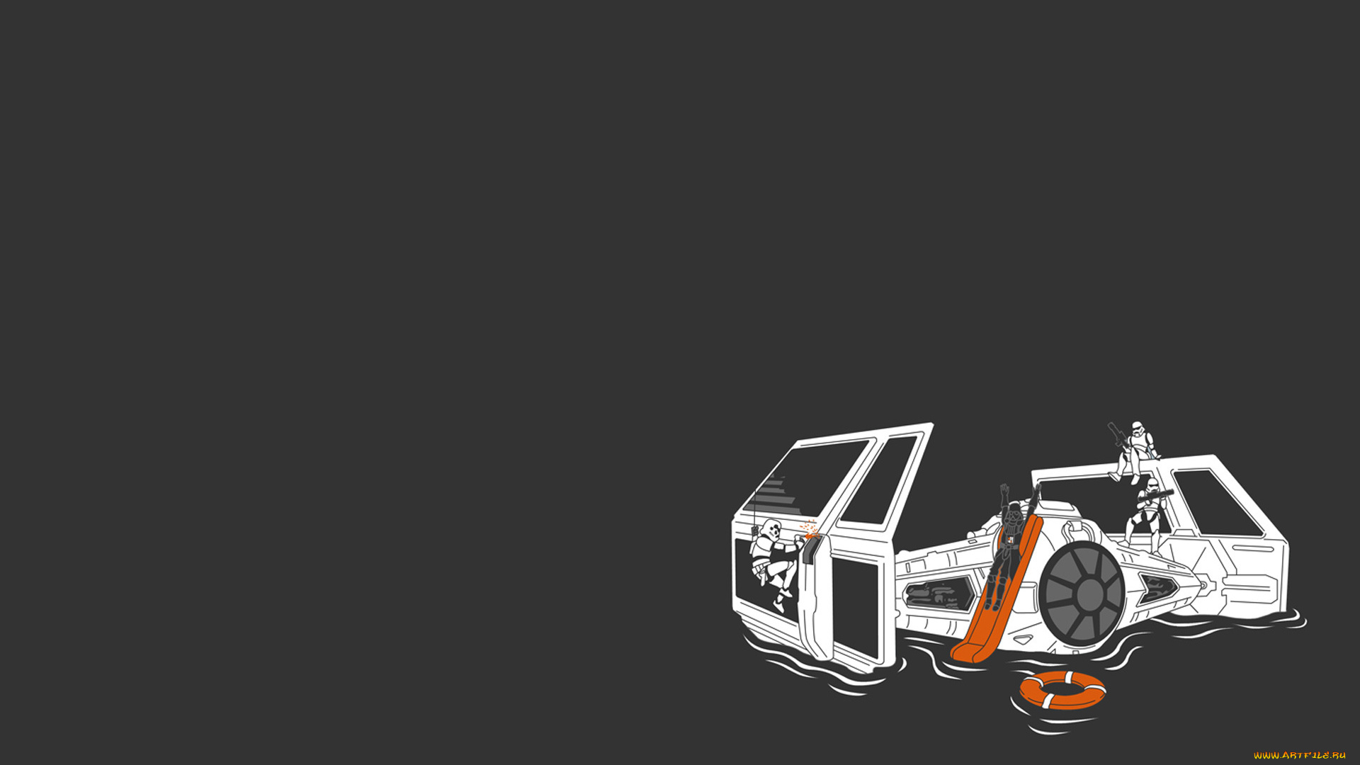 рисованное, минимализм, звёздные, войны, star, wars, дарт, вэйдер, штурмовик, спасение
