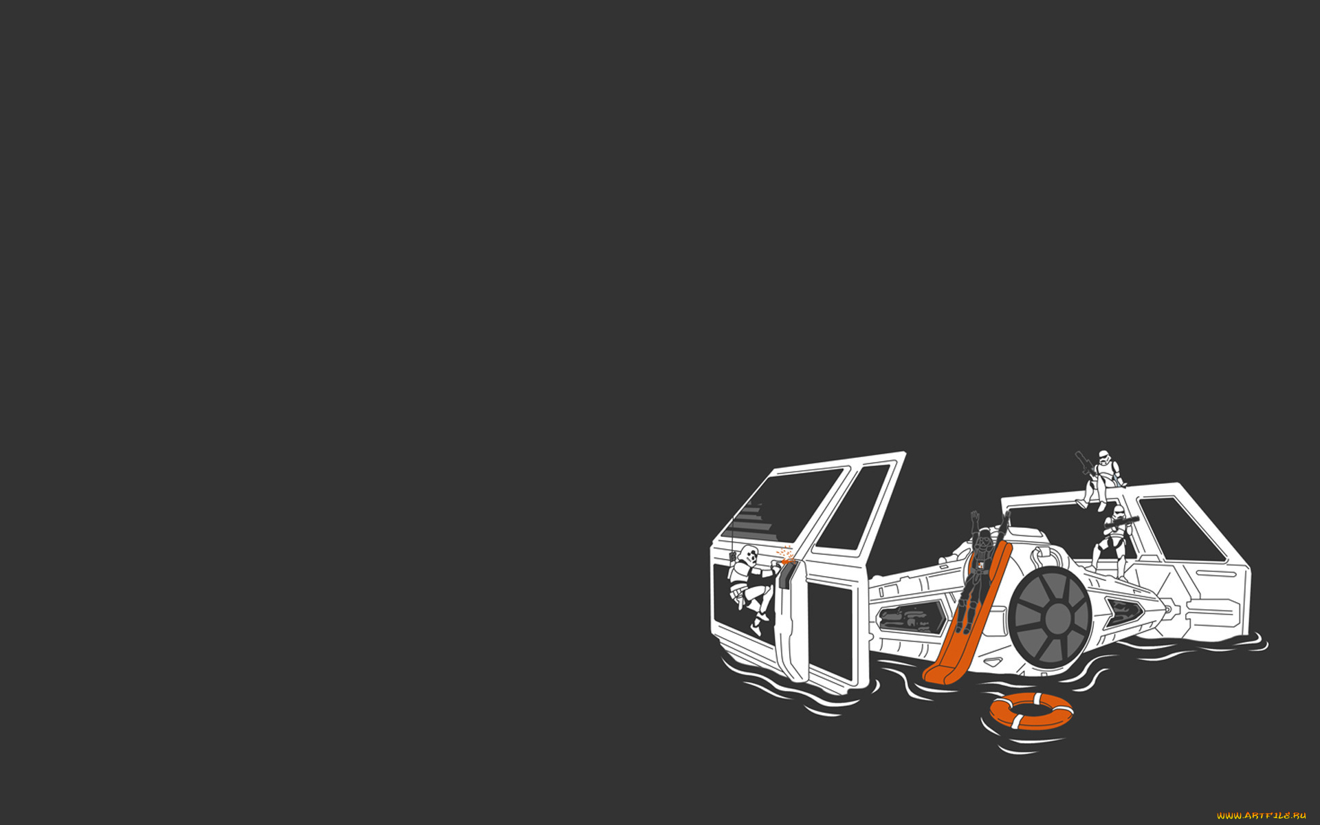 рисованное, минимализм, звёздные, войны, star, wars, дарт, вэйдер, штурмовик, спасение