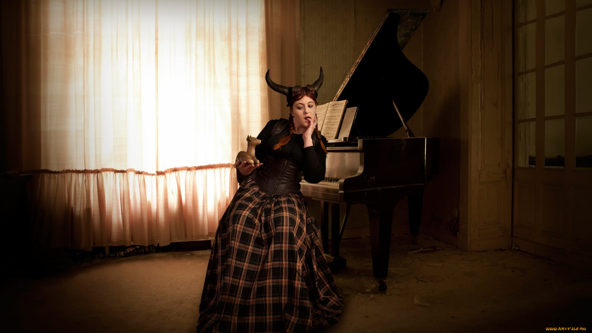 музыка, -другое, комната, рояль, девушка