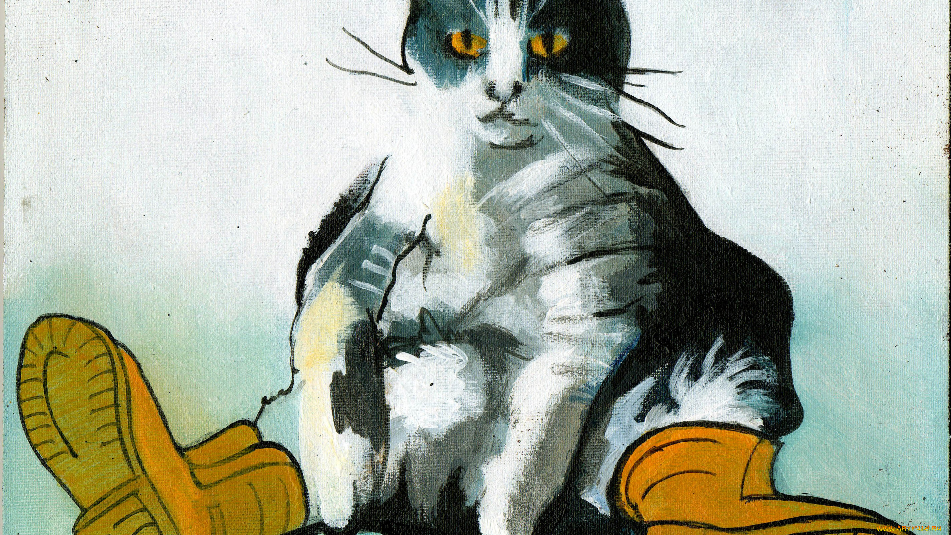 рисованное, животные, , коты, кот, фон, сапоги