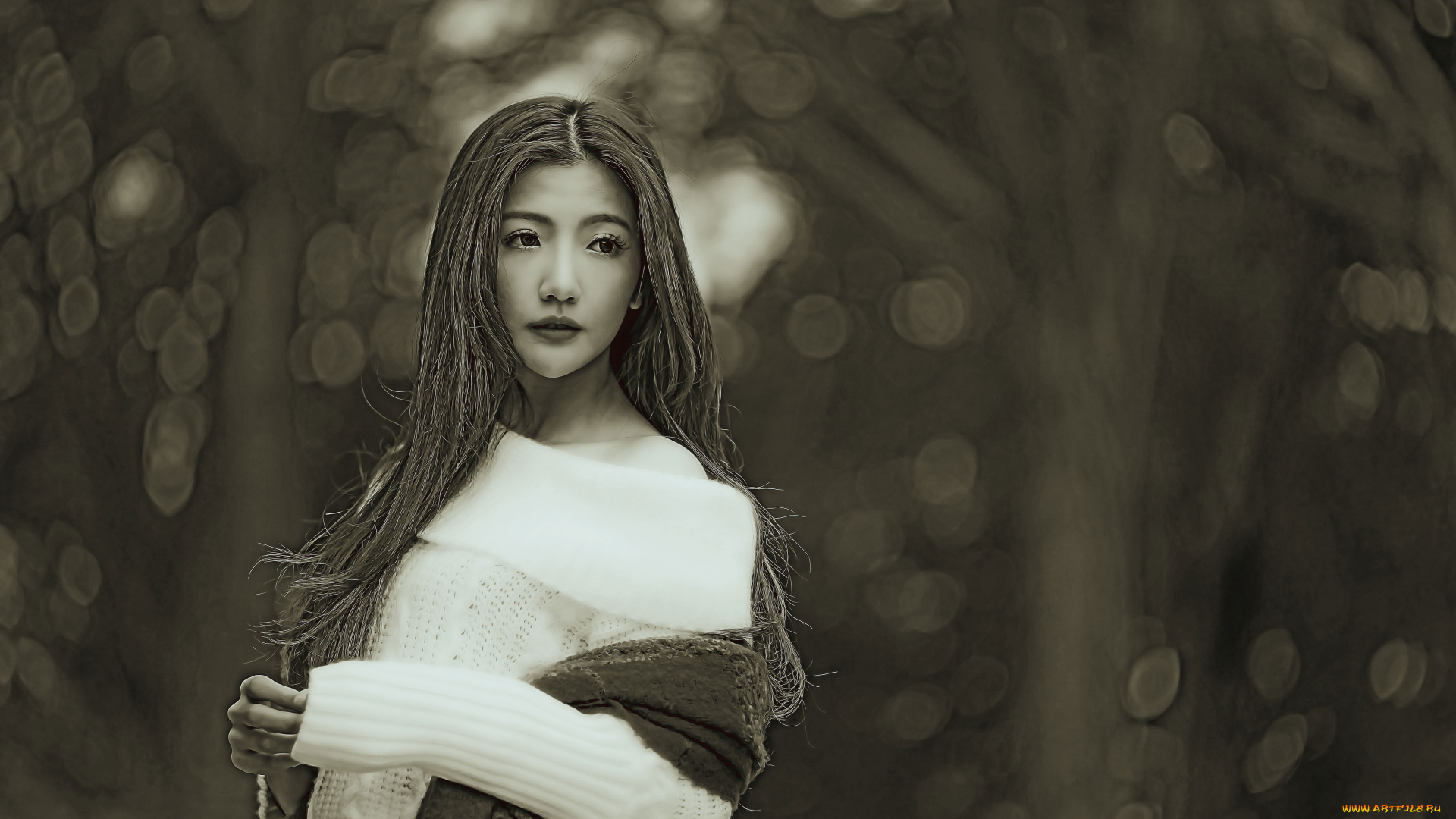 календари, компьютерный, дизайн, 2019, calendar, девушка, азиатка, свитер, женщина