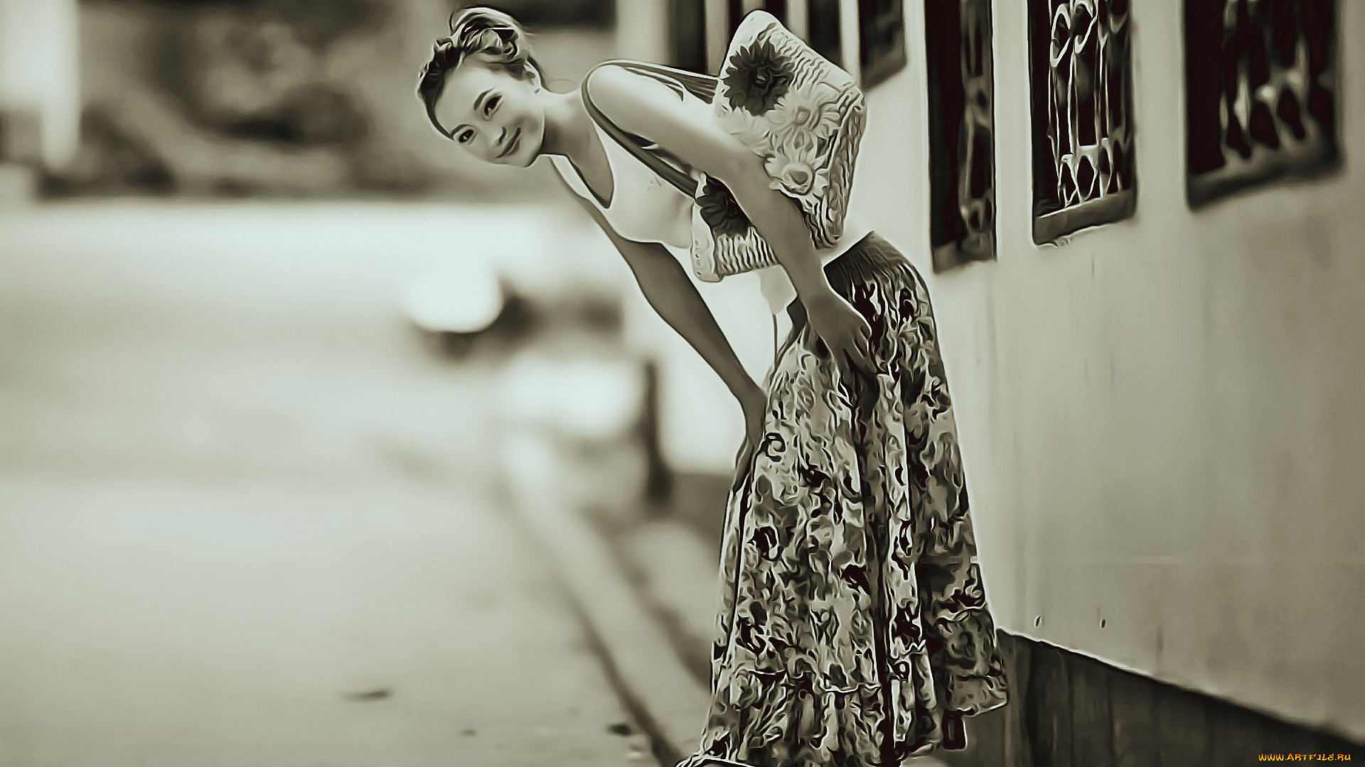 календари, компьютерный, дизайн, сумка, здание, улица, женщина, calendar, 2019, улыбка, дорога, девушка