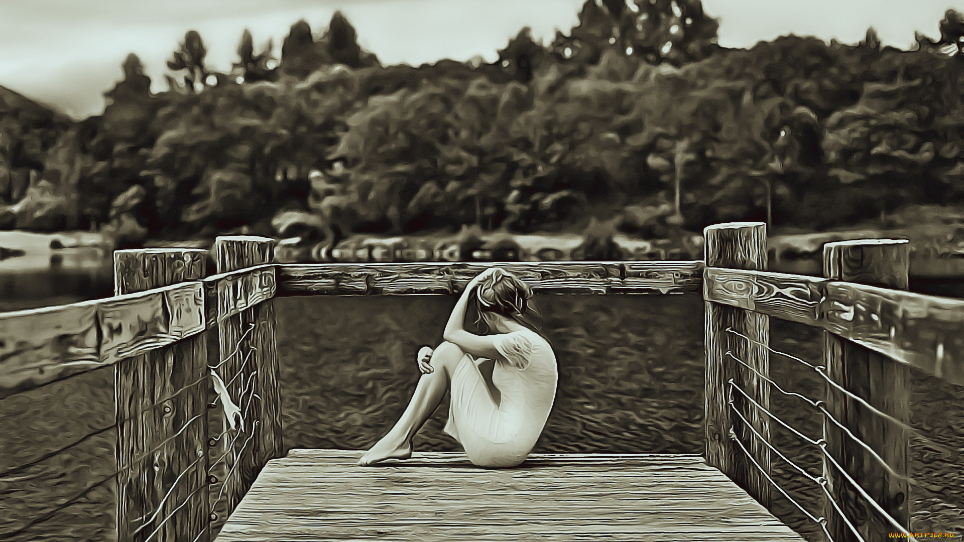 календари, компьютерный, дизайн, водоем, 2019, calendar, женщина, природа, дерево, девушка, причал