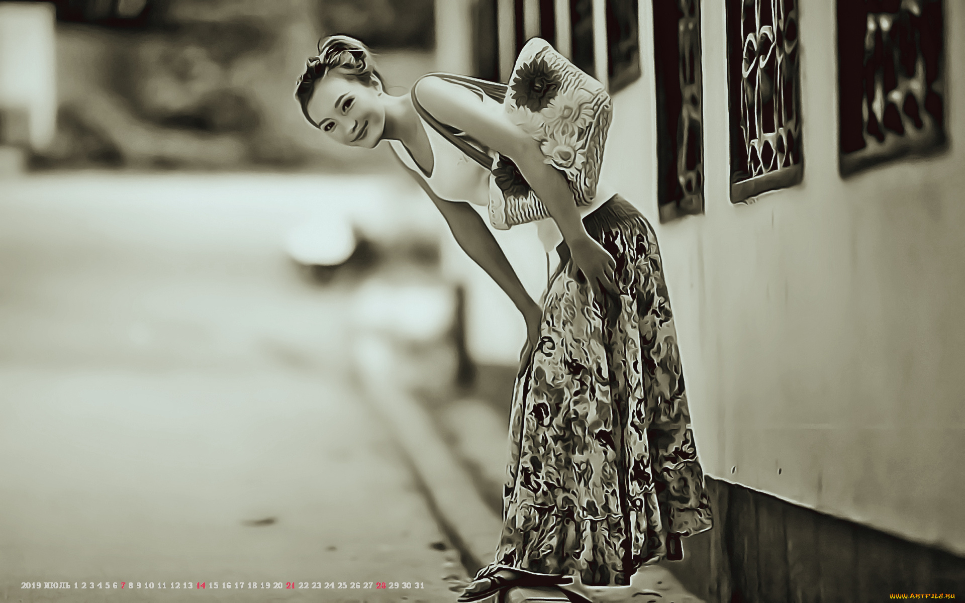 календари, компьютерный, дизайн, сумка, здание, улица, женщина, calendar, 2019, улыбка, дорога, девушка