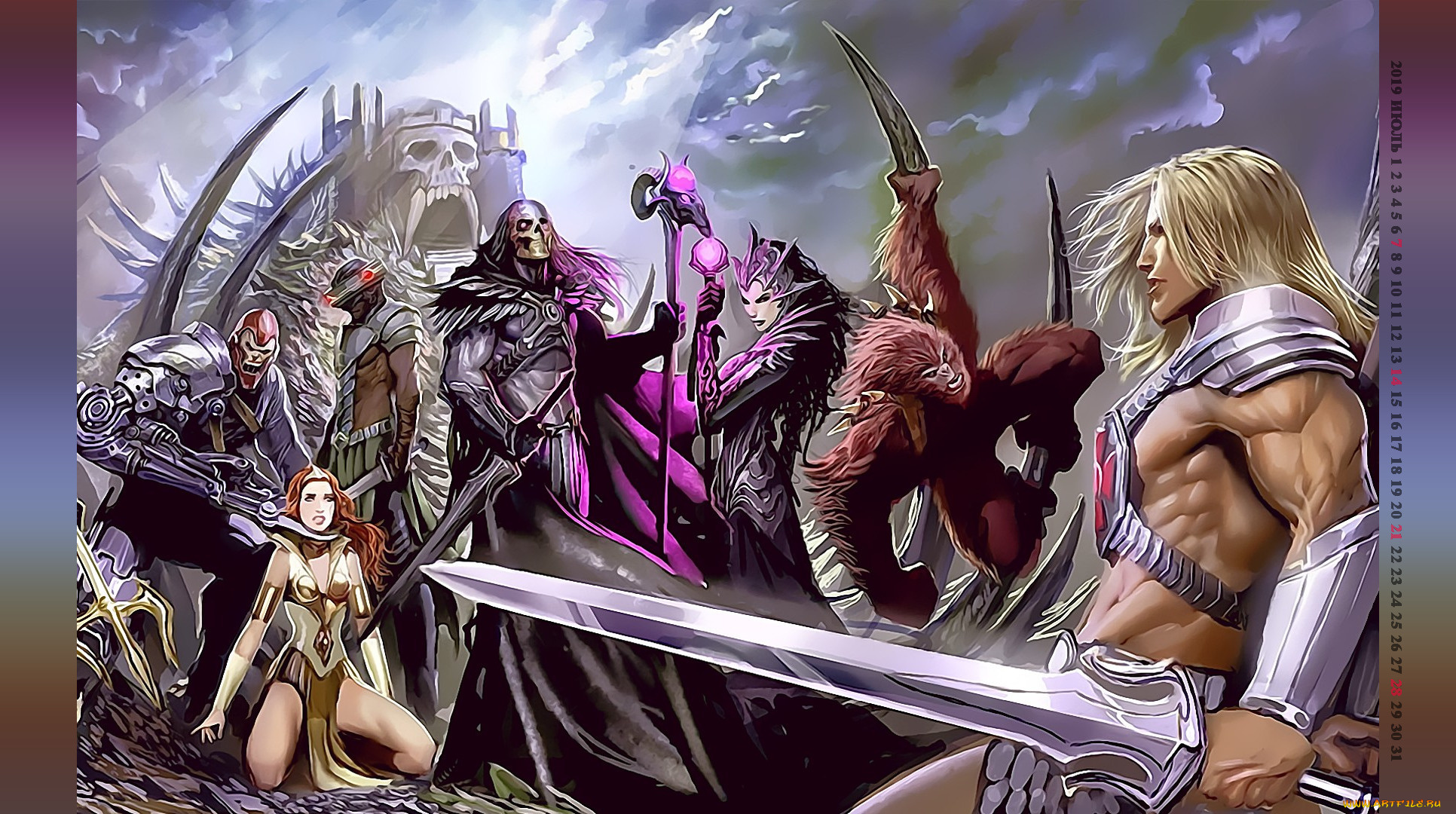 календари, фэнтези, 2019, calendar, оружие, плен, существо, женщина, девушка, мужчина