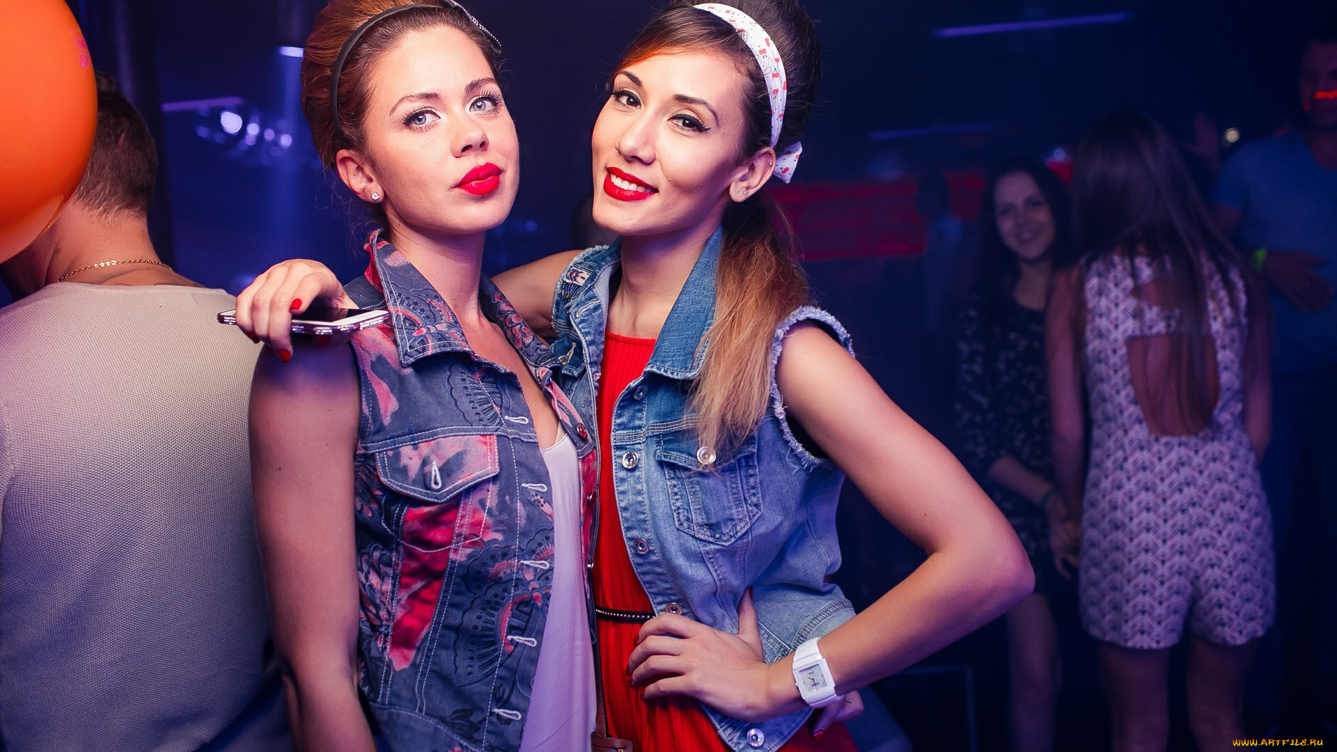 девушки, -, группа, девушек, красивая, девушка, ночной, клуб