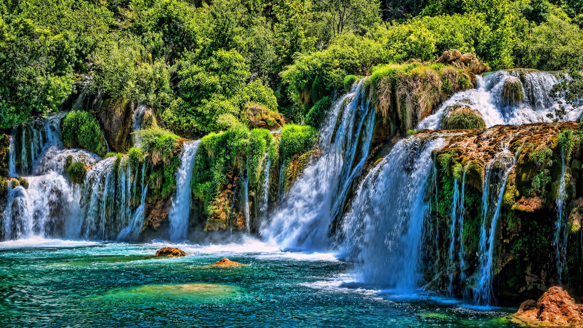 природа, водопады, поток, водопад, вода