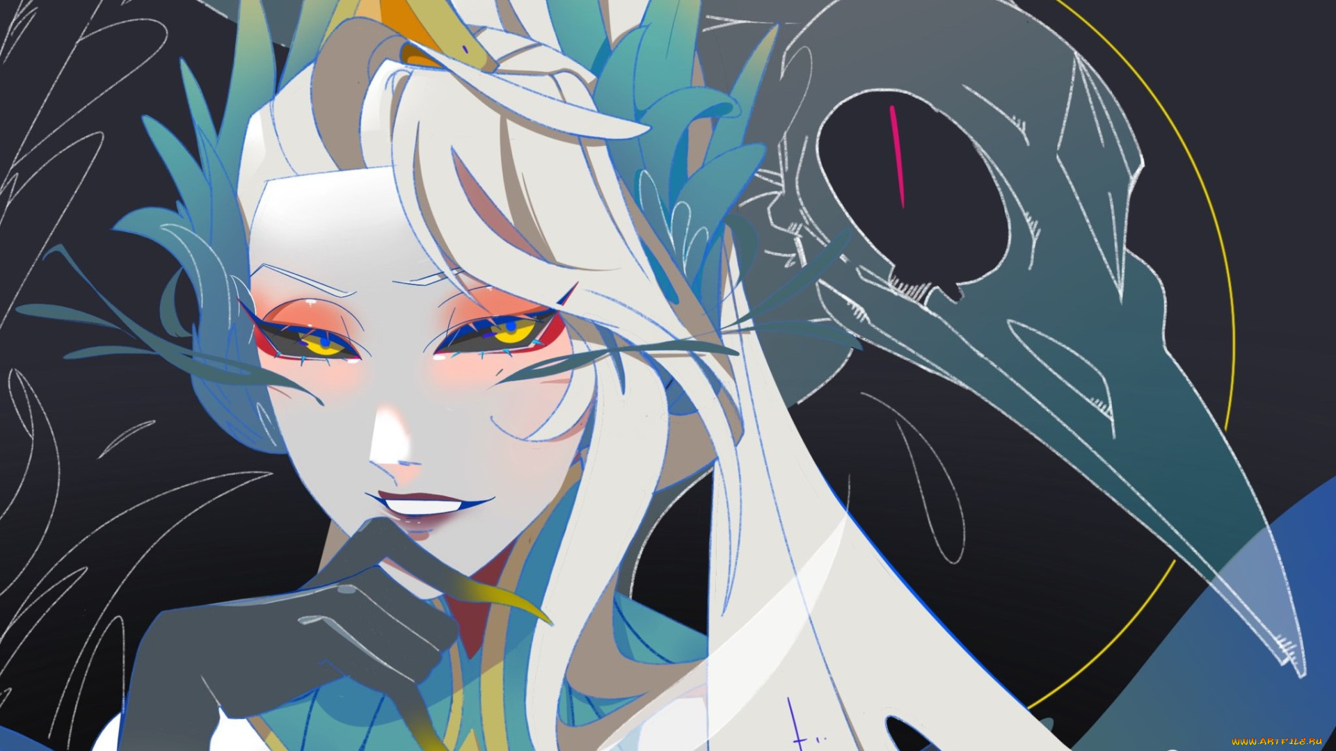 видео, игры, league, of, legends, девушка, лицо, ворон, zyra