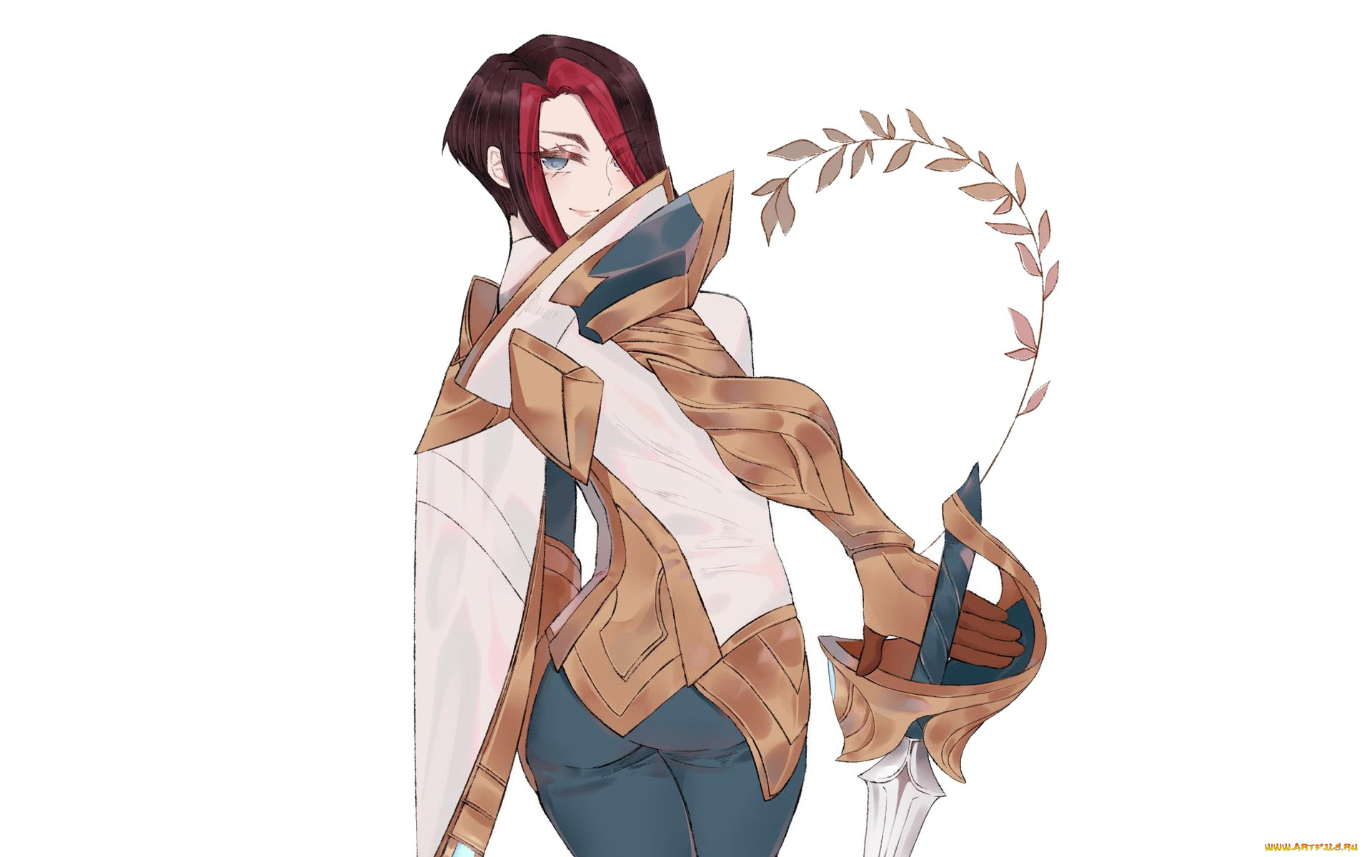 видео, игры, league, of, legends, девушка, форма, оружие, ветка, fiora