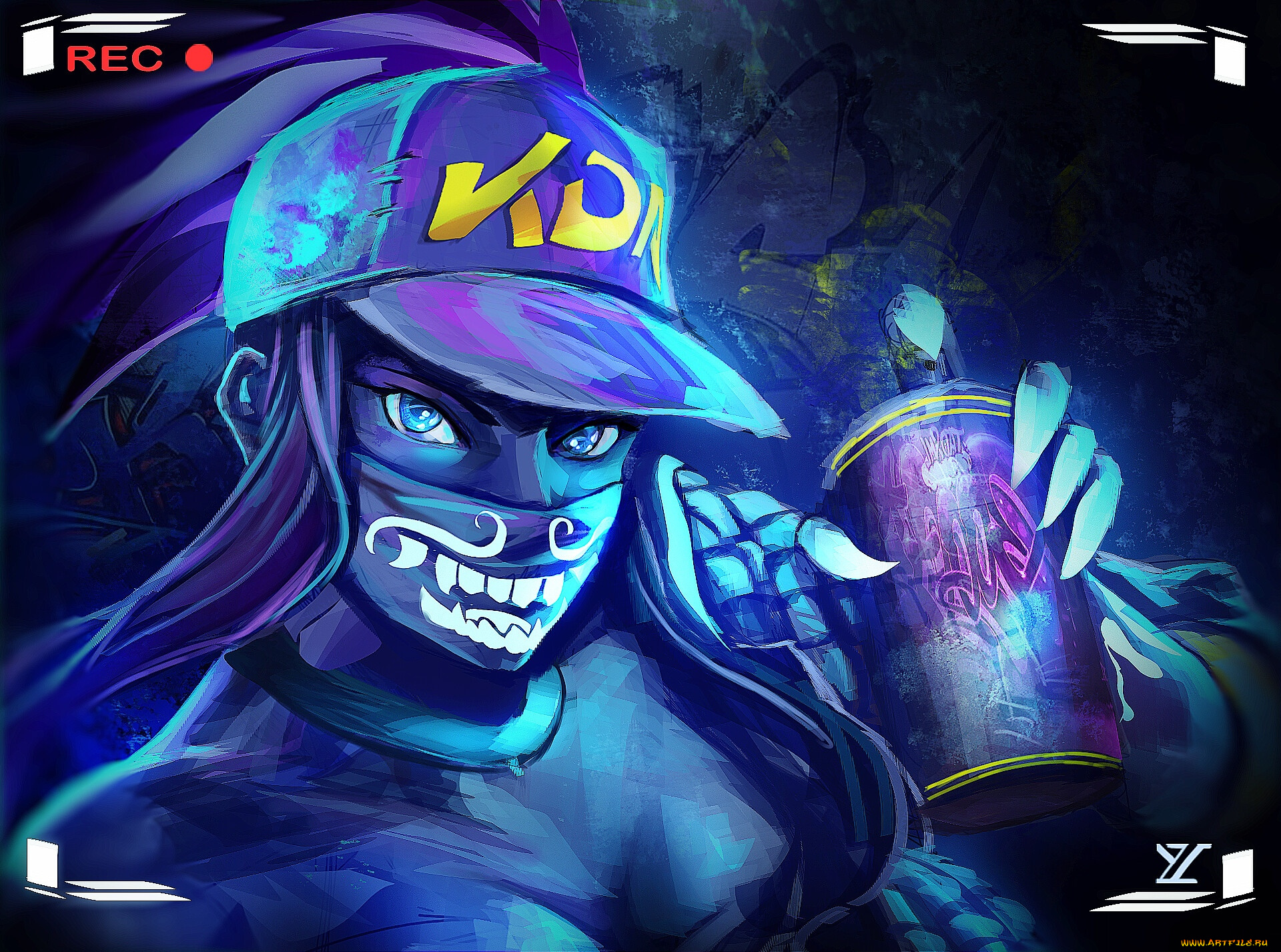 видео, игры, league, of, legends, kda, девушка, маска, лицо, баллончик, akali
