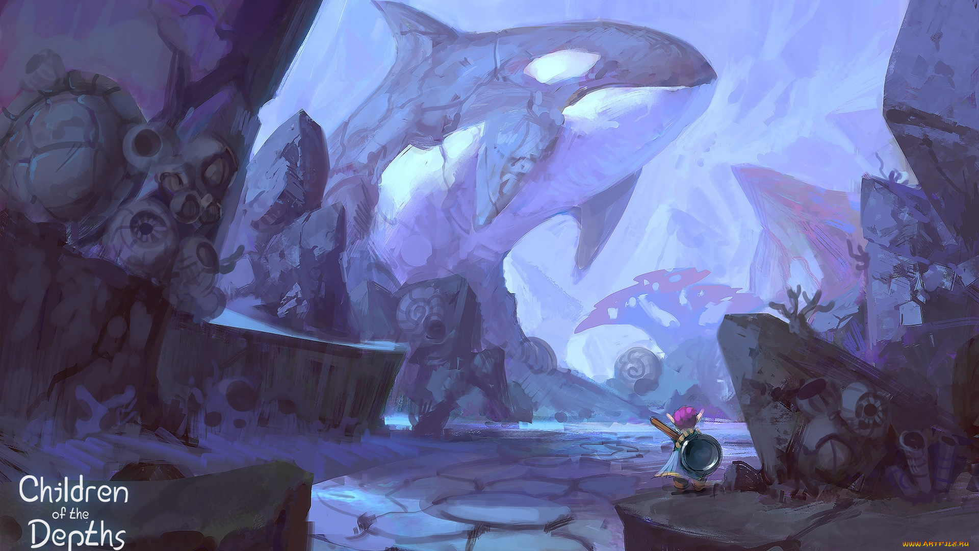 фэнтези, существа, скалы, статуи, человечек