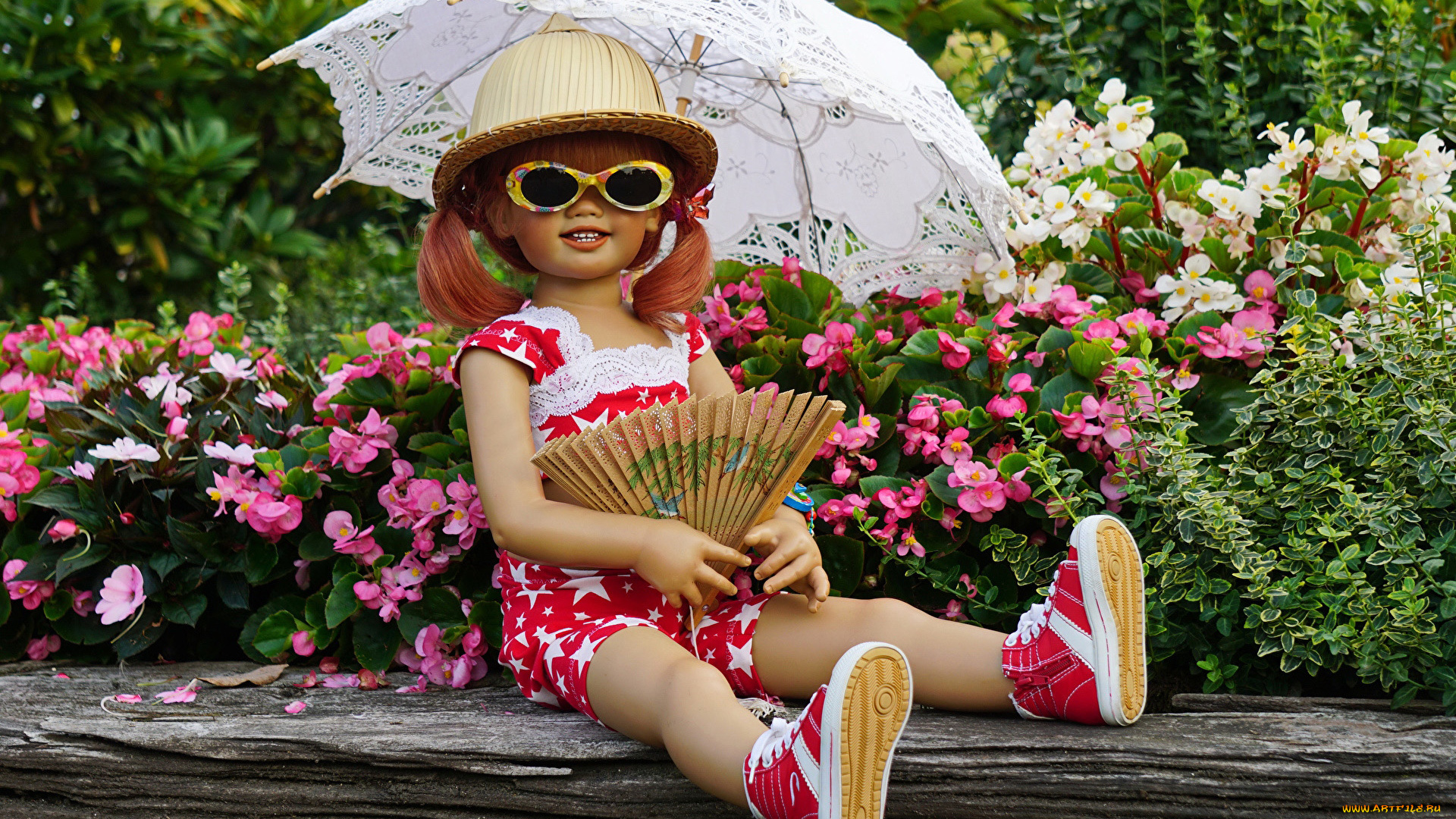 разное, куклы, кукла, веер, зонтик, очки