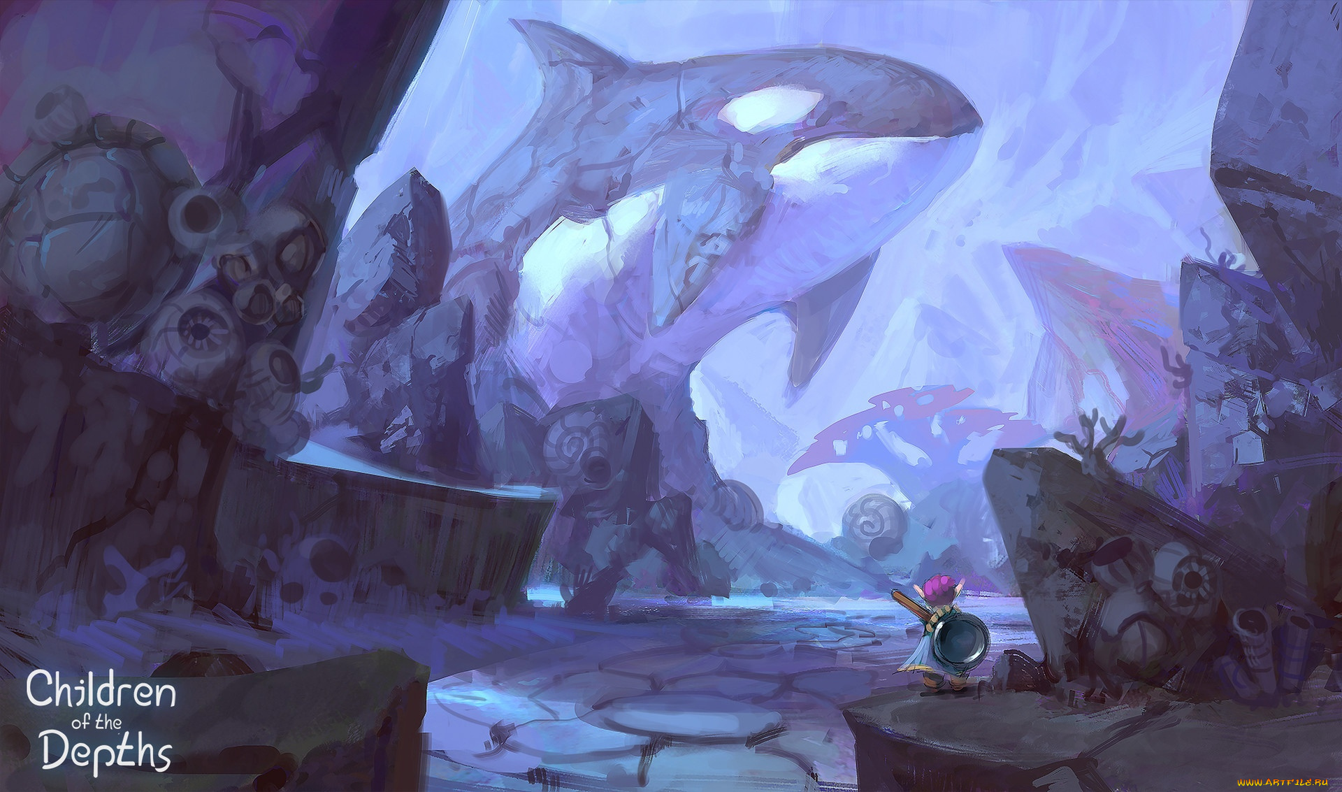 фэнтези, существа, скалы, статуи, человечек