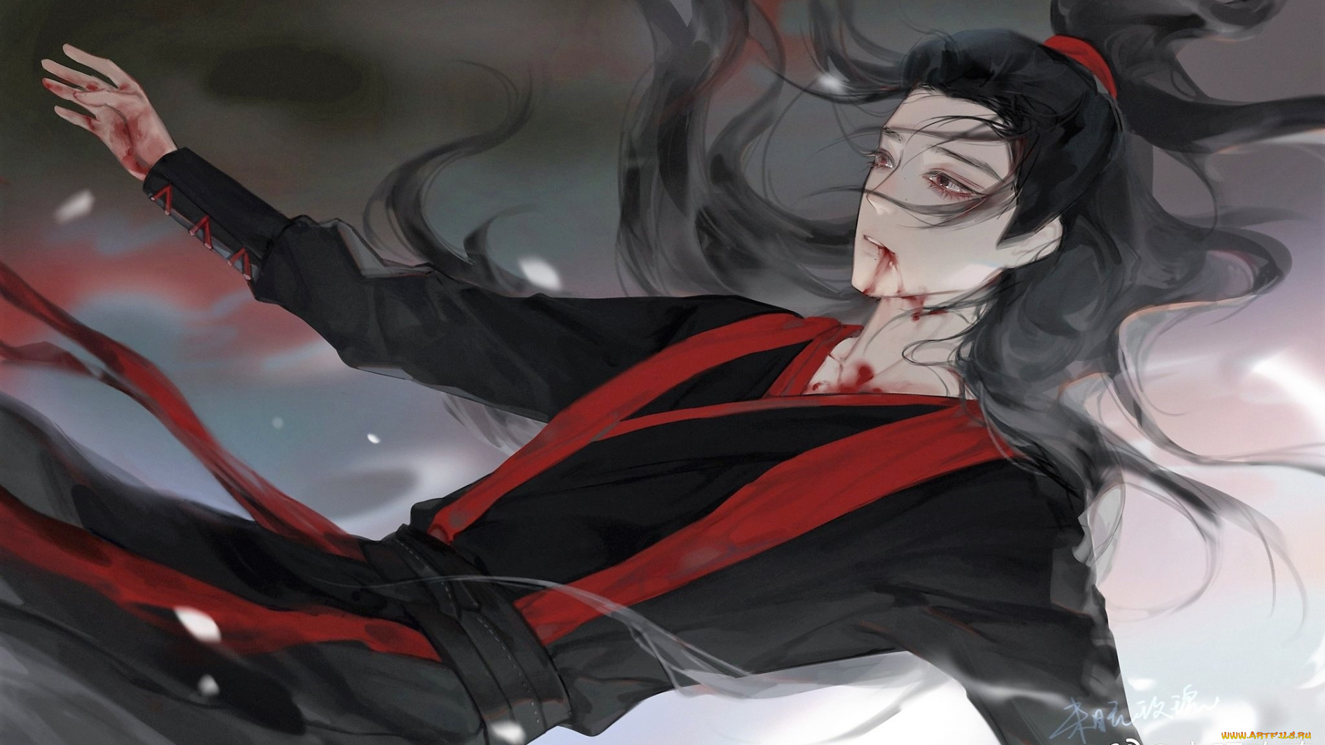 рисованное, кино, , мультфильмы, вэй, усянь, кровь, падение