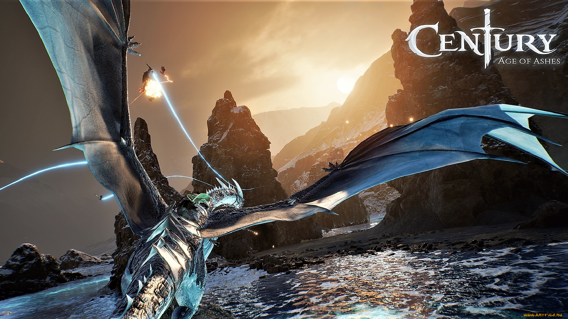 видео, игры, century, , age, of, ashes, дракон, полет, море, скалы