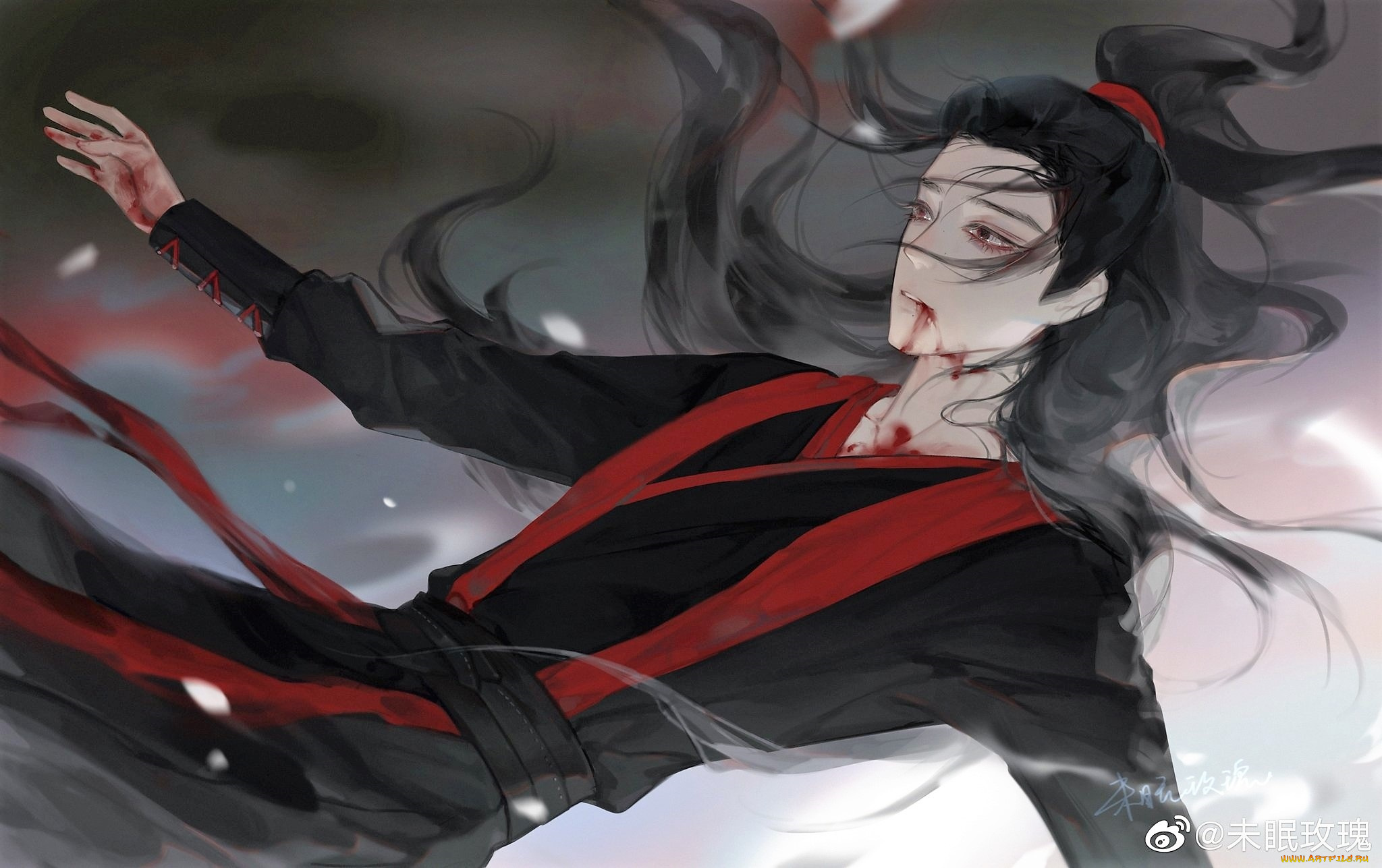 рисованное, кино, , мультфильмы, вэй, усянь, кровь, падение