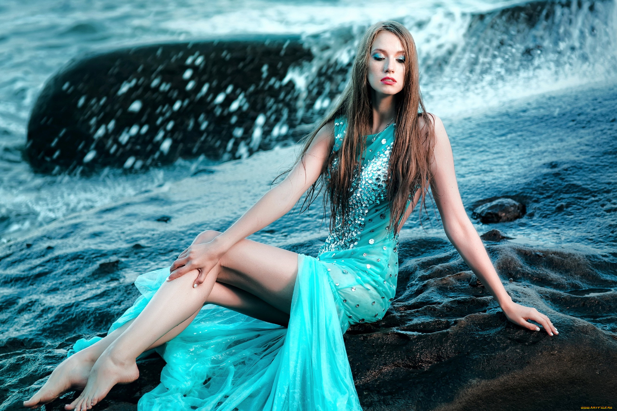 девушки, -, брюнетки, , шатенки, шатенка, камень, бирюзовое, платье