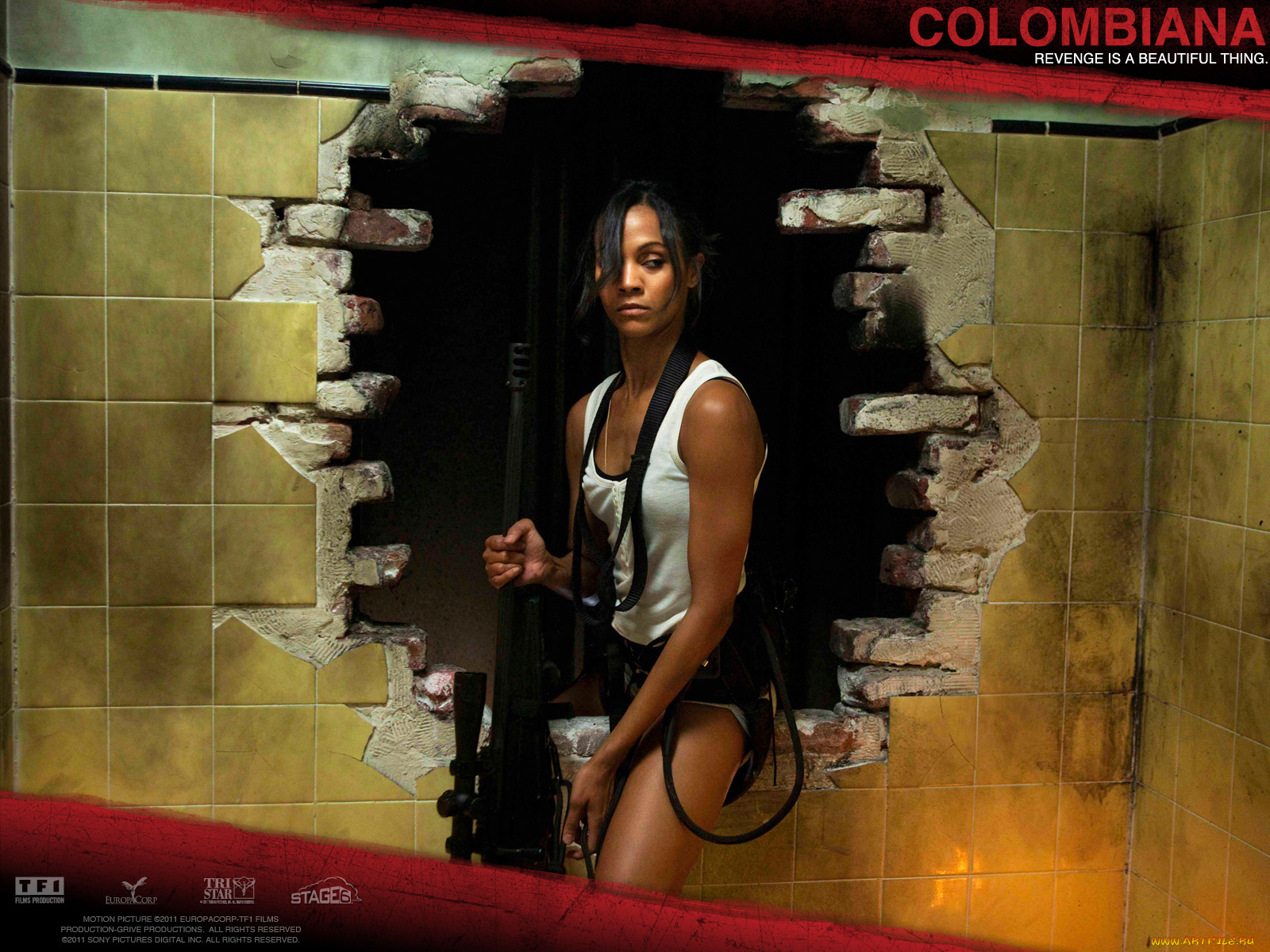colombiana, кино, фильмы, оружие, пистолет, zoe, saldana