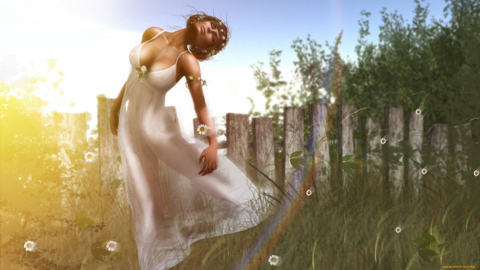 3д, графика, people, люди, забор