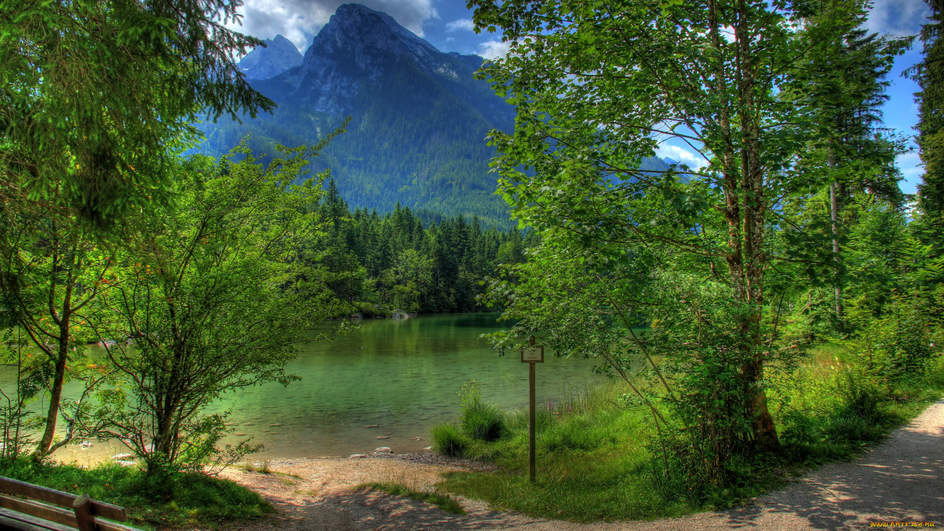 германия, бавария, природа, реки, озера, парк, горы, озеро, скамейка